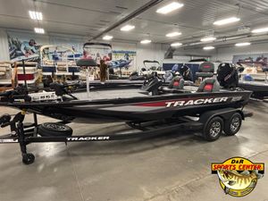 2025 Tracker Savage 215 boat displayed indoors at D&R Sports Center.
