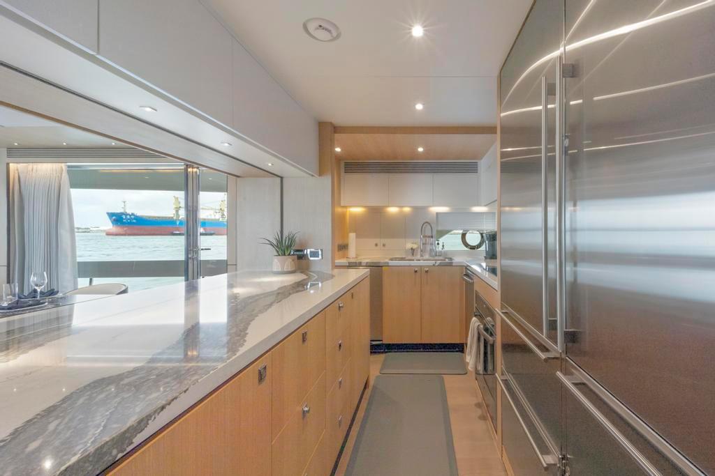 Galley w/Marble Counters and Stainless Fridge