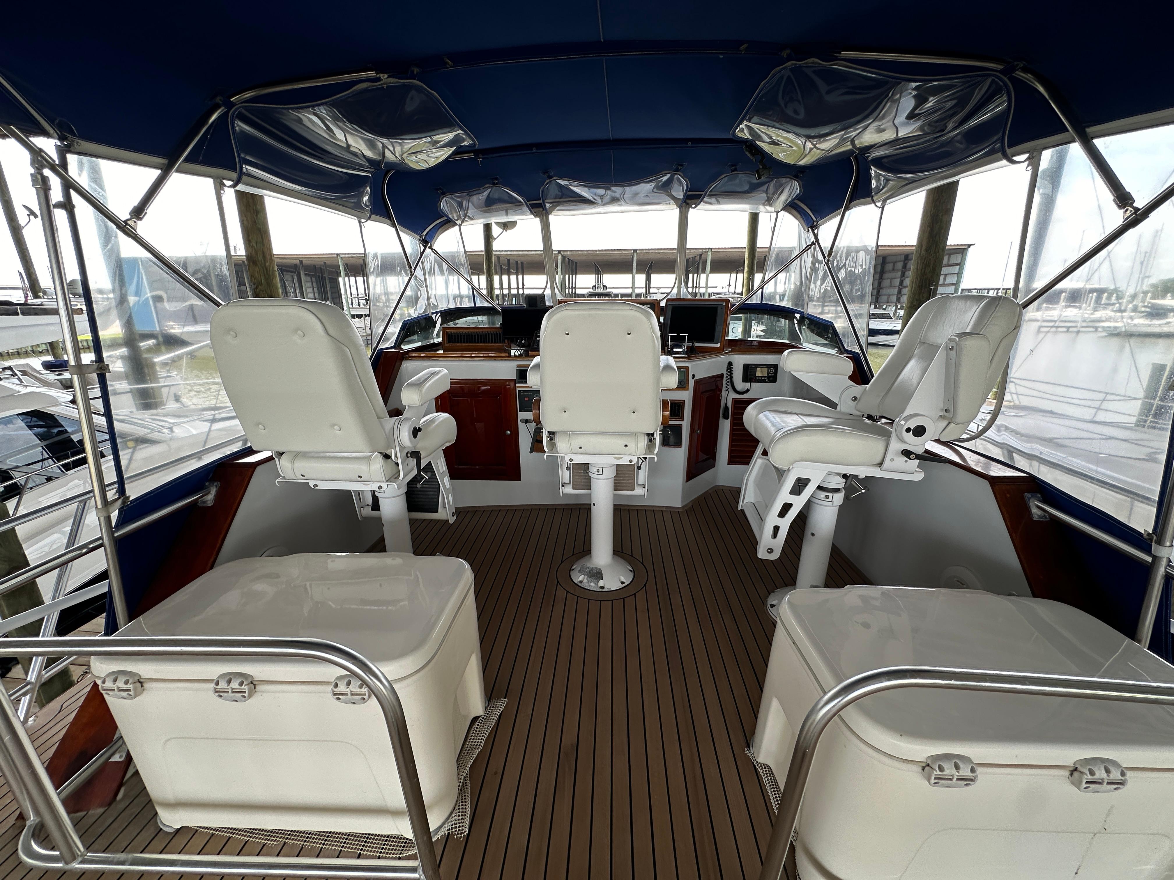 Bertram-58 Convertible Custom Total Rebuild 2010 1980-Liberty Belle TX-US-Interior view of 1980 Bertram 58 Convertible Custom yacht cockpit with seating and controls.-9430006 | Thumbnail