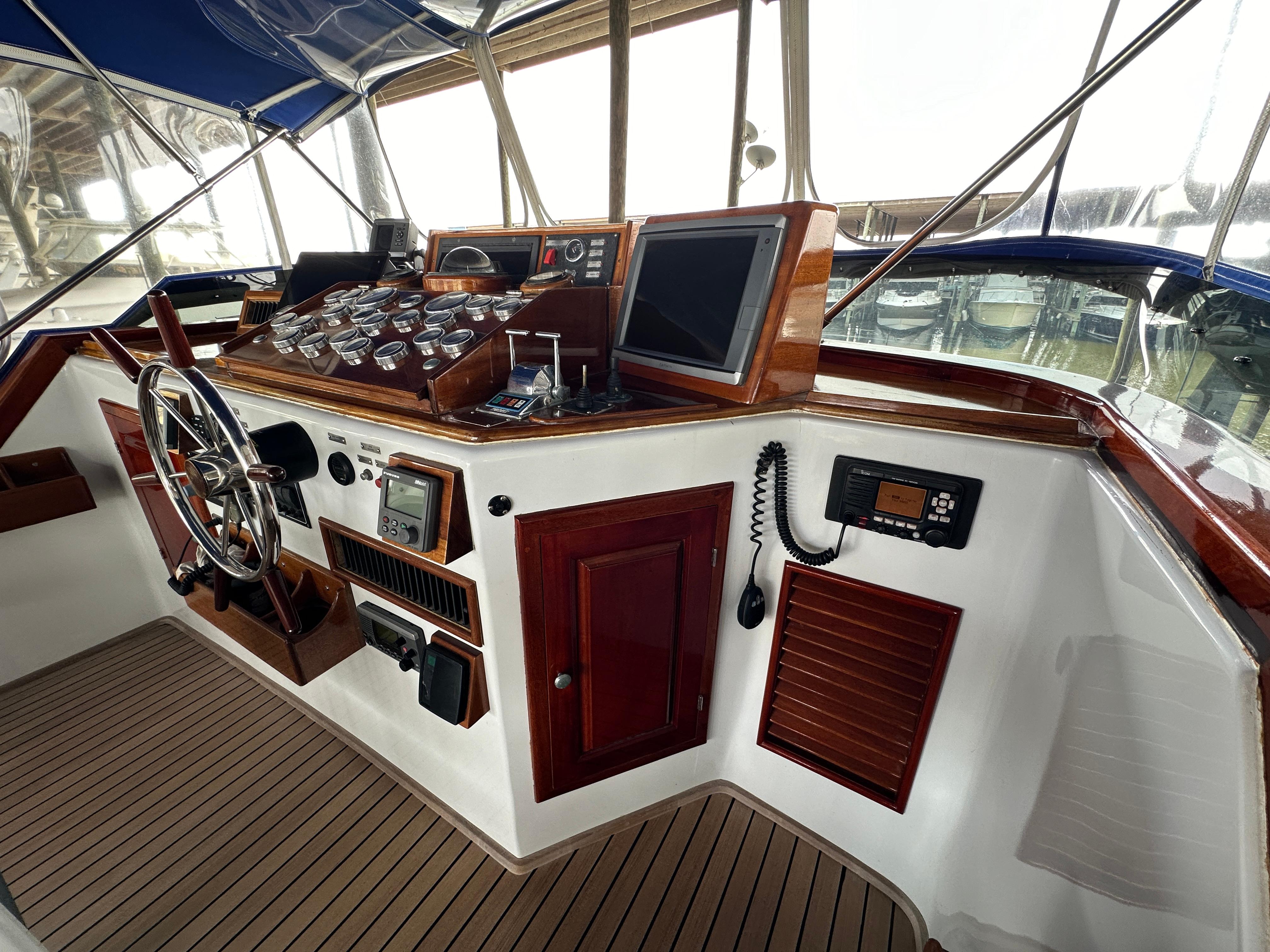 Bertram-58 Convertible Custom Total Rebuild 2010 1980-Liberty Belle TX-US-Interior helm of 1980 Bertram 58 Convertible Custom yacht with modern navigation equipment.-9430006 | Thumbnail