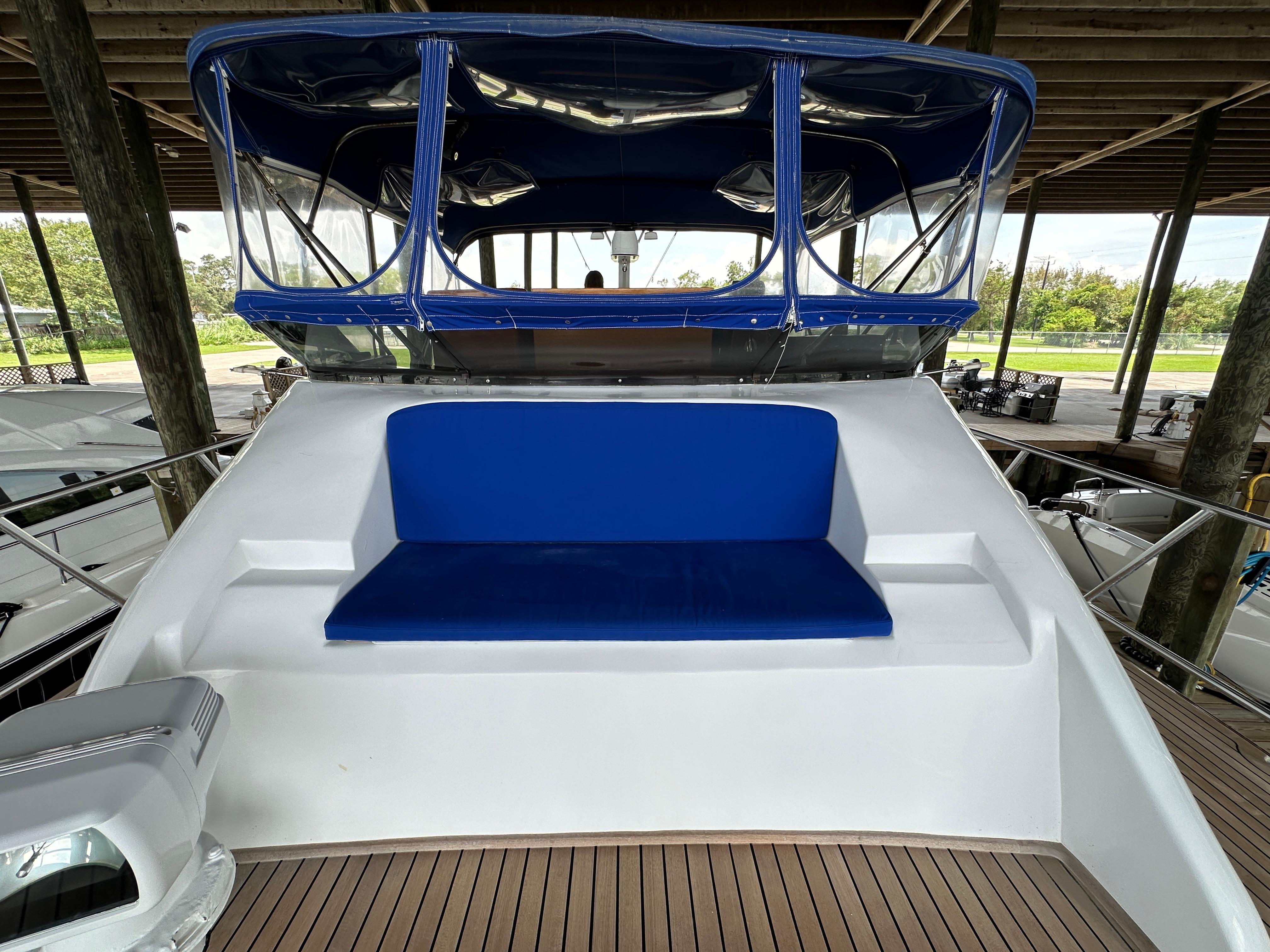 Bertram-58 Convertible Custom Total Rebuild 2010 1980-Liberty Belle TX-US-1980 Bertram 58 Convertible Custom yacht with blue seating and covered helm.-9430006 | Thumbnail