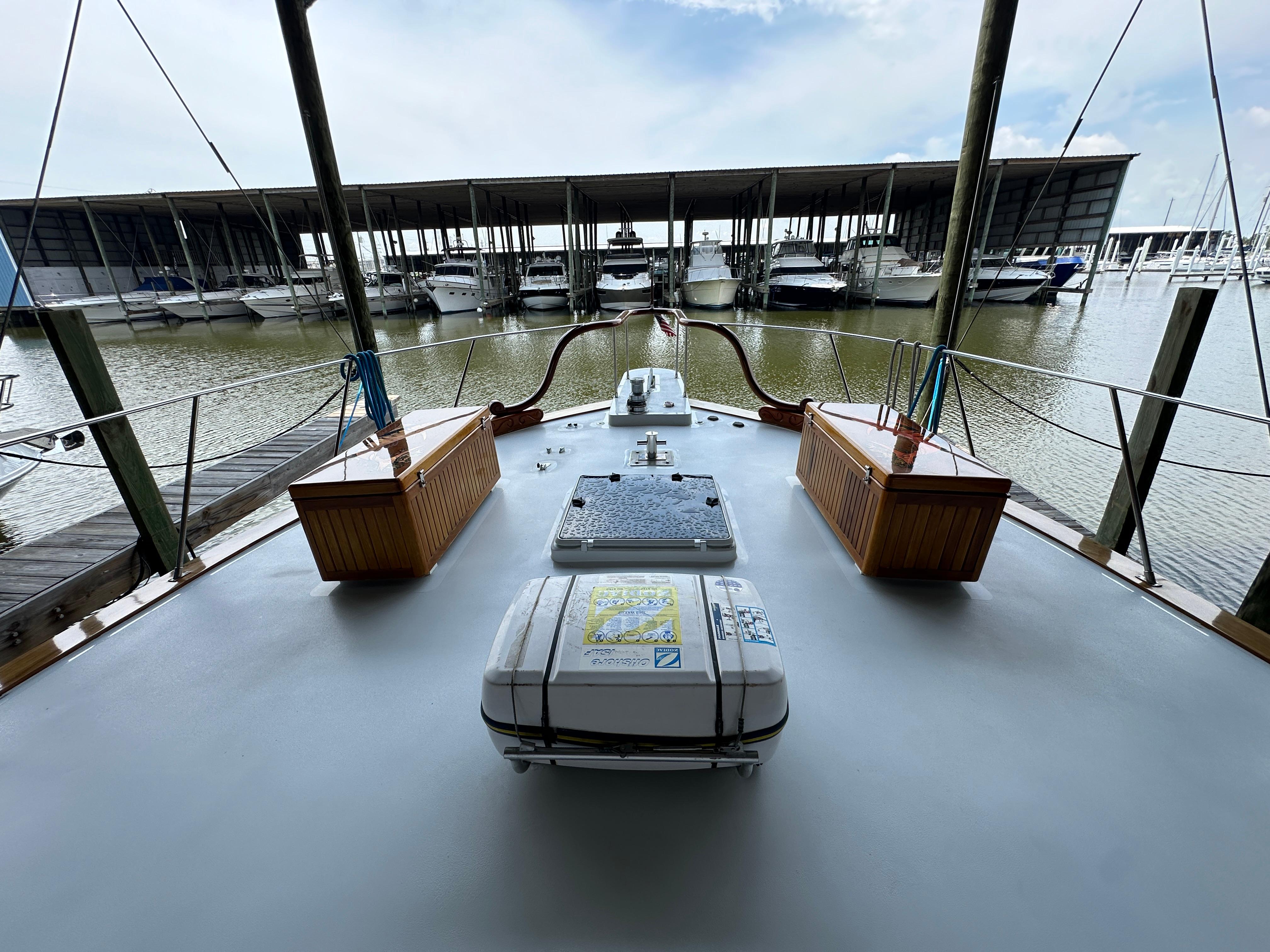 Bertram-58 Convertible Custom Total Rebuild 2010 1980-Liberty Belle TX-US-1980 Bertram 58 Convertible Custom yacht deck view at marina.-9430006 | Thumbnail