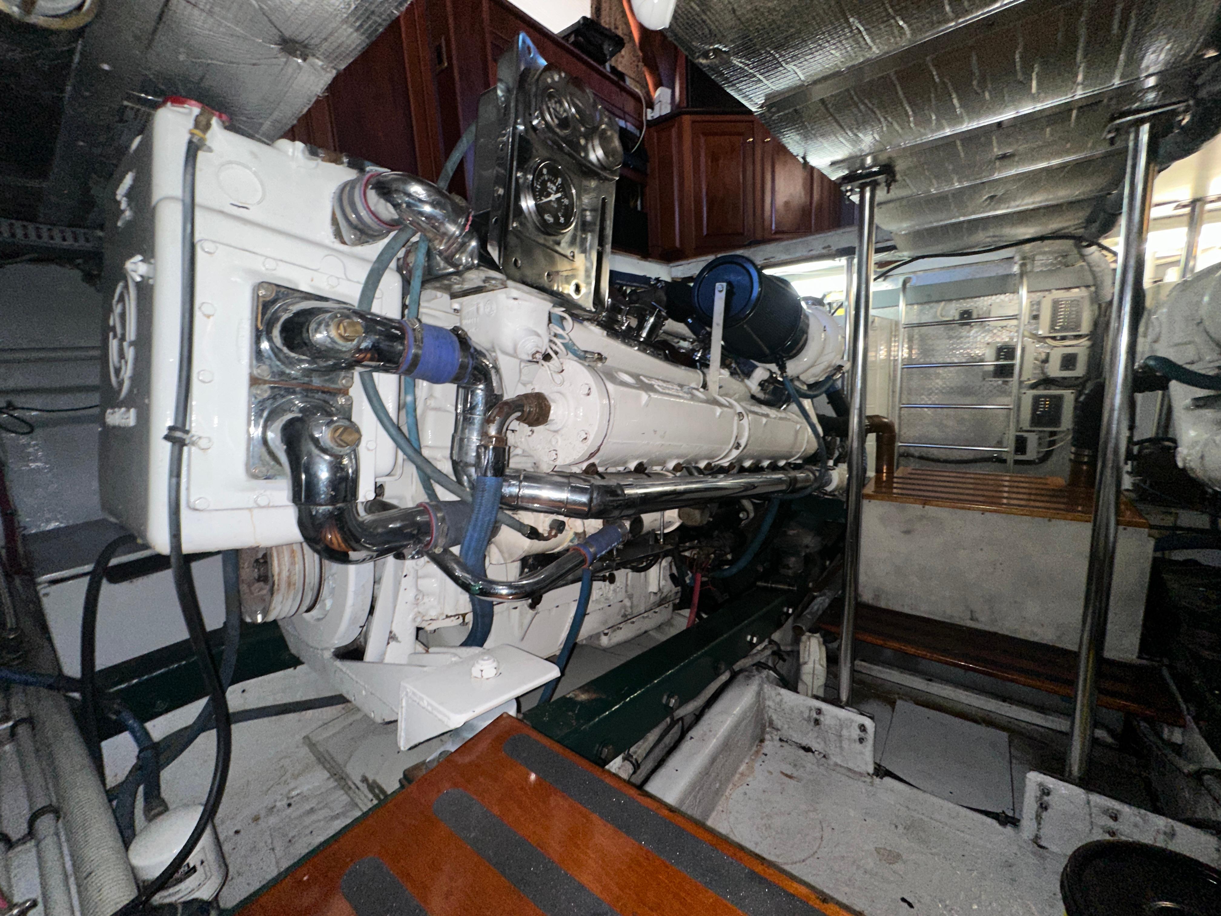Bertram-58 Convertible Custom Total Rebuild 2010 1980-Liberty Belle TX-US-Engine room of 1980 Bertram 58 Convertible Custom yacht, showcasing detailed machinery and components.-9430006 | Thumbnail