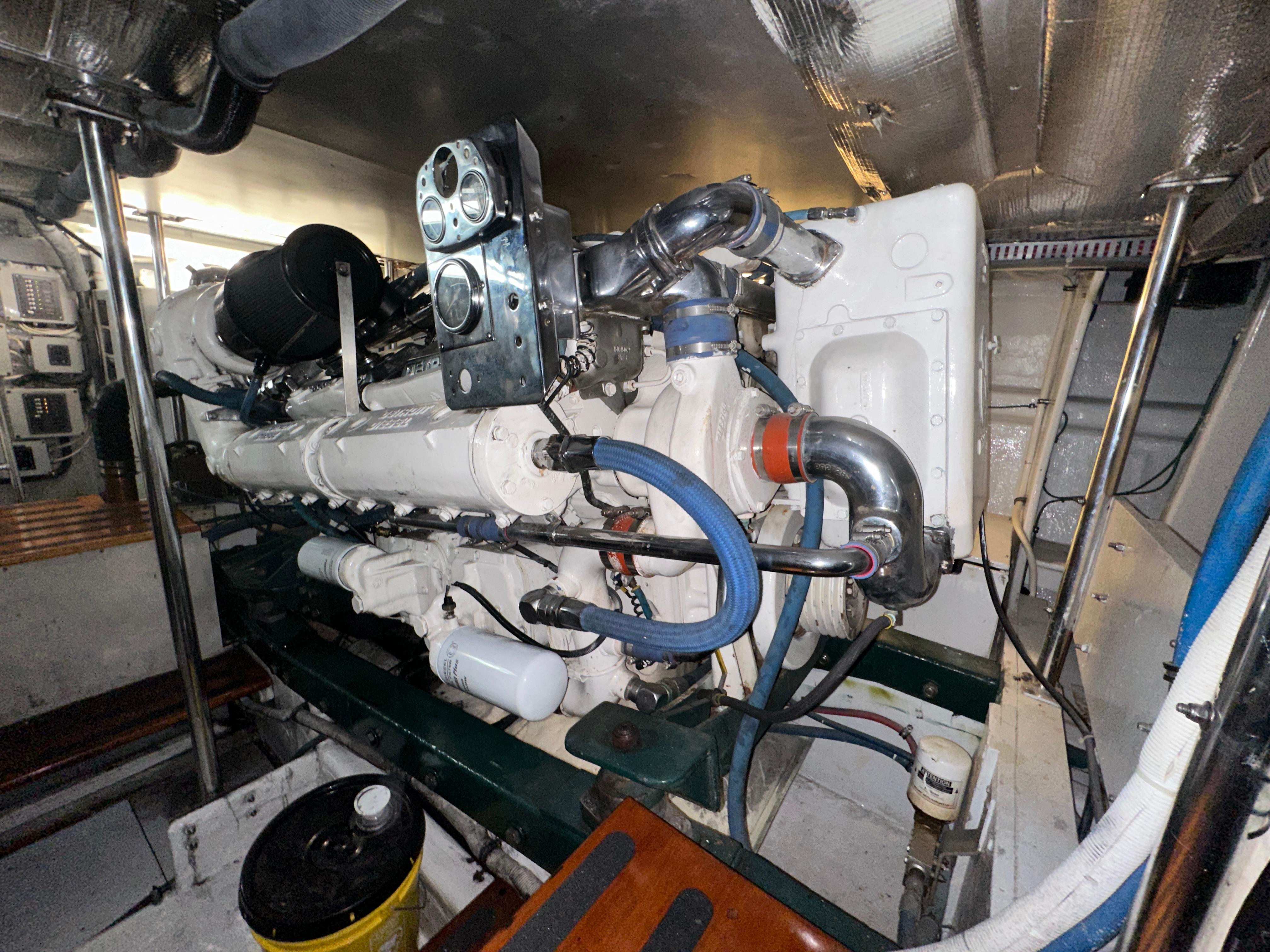 Bertram-58 Convertible Custom Total Rebuild 2010 1980-Liberty Belle TX-US-Engine room of 1980 Bertram 58 Convertible Custom yacht, showcasing detailed machinery and components.-9430006 | Thumbnail