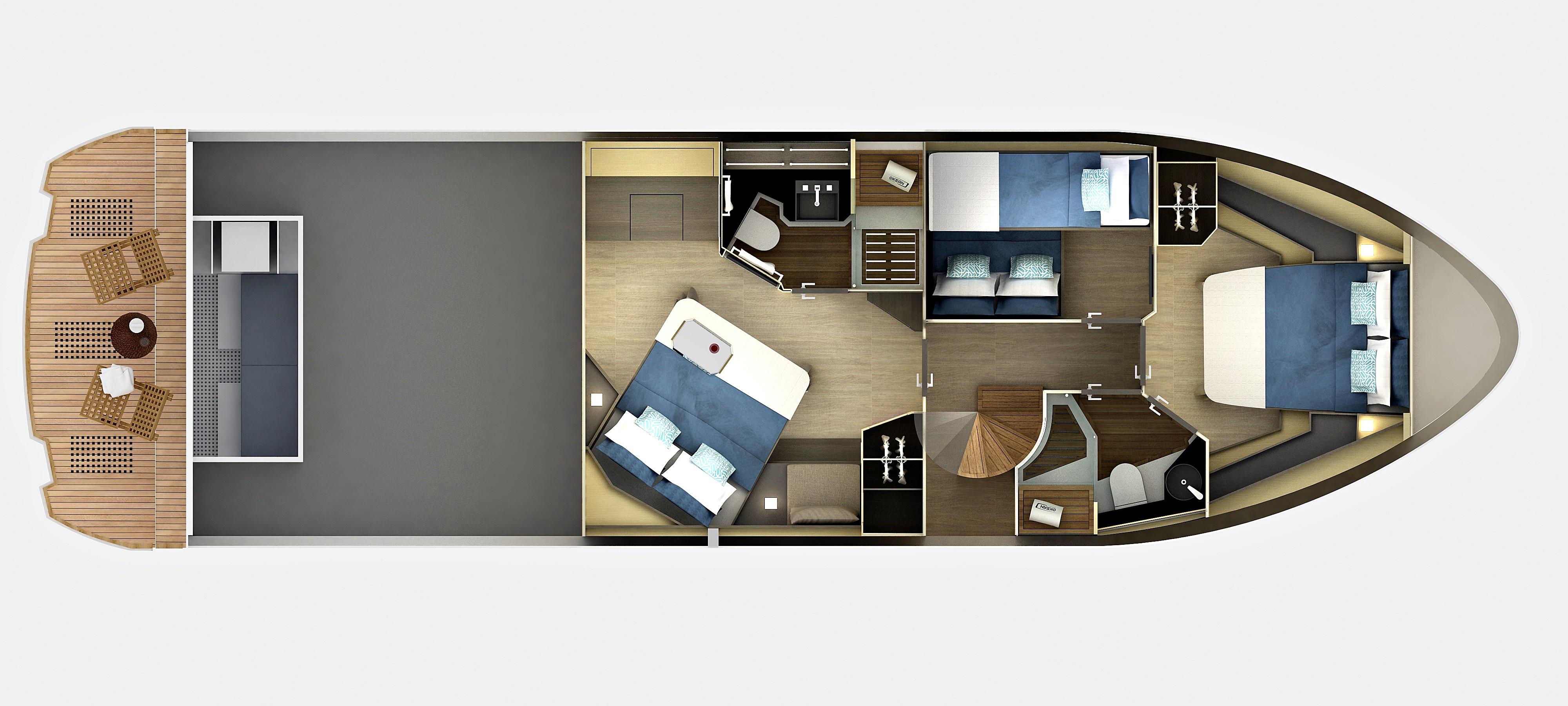 Okean 50 White Rabbit - Main Deck Layout (without Forward Seating)