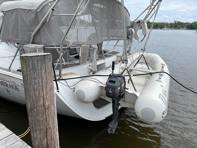 Custom S/S arch with davits and dinghy