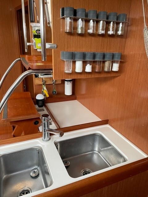 Double S/S sinks and spice rack