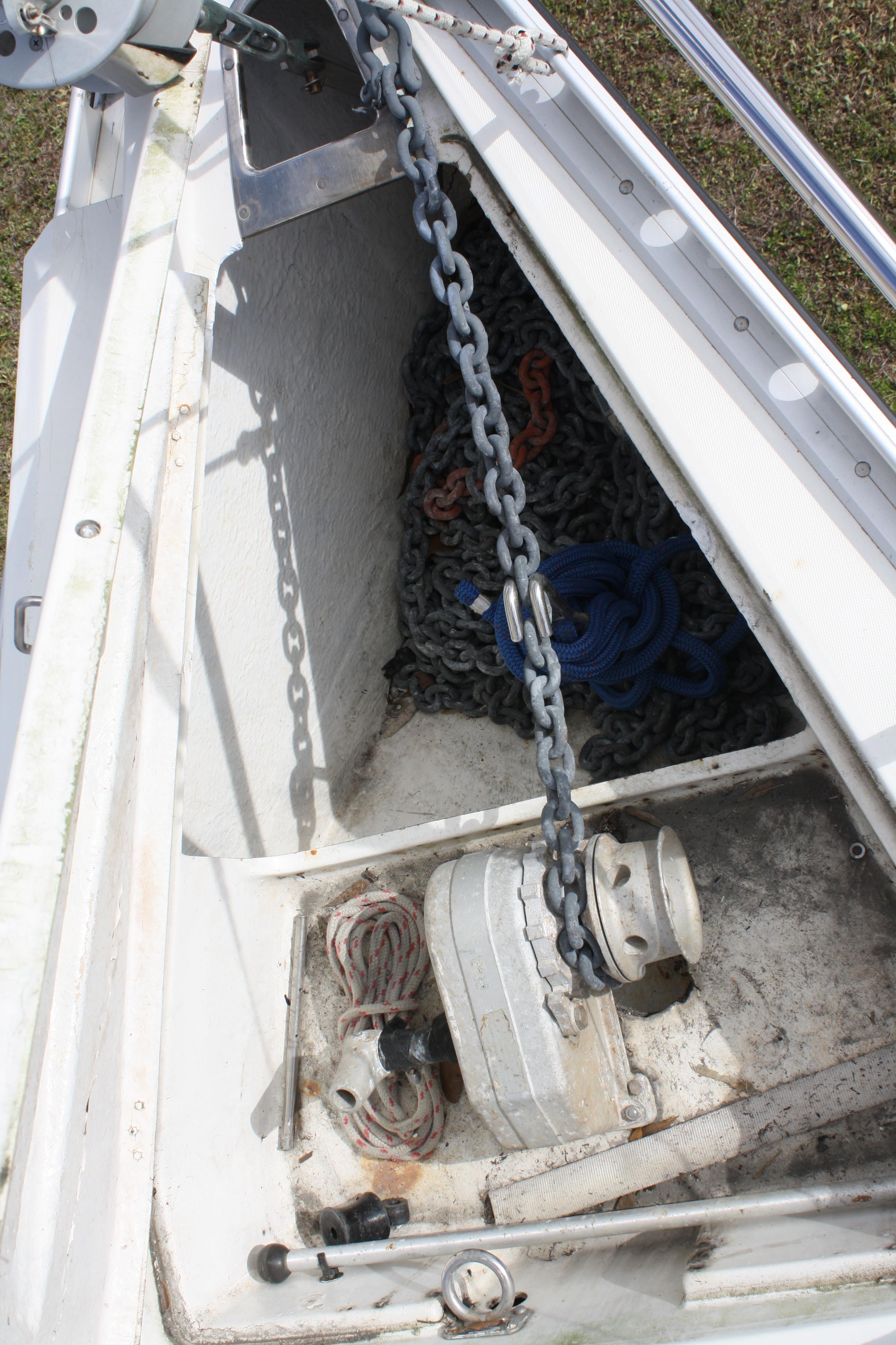 Plenty of chain and rode in this large anchor locker.