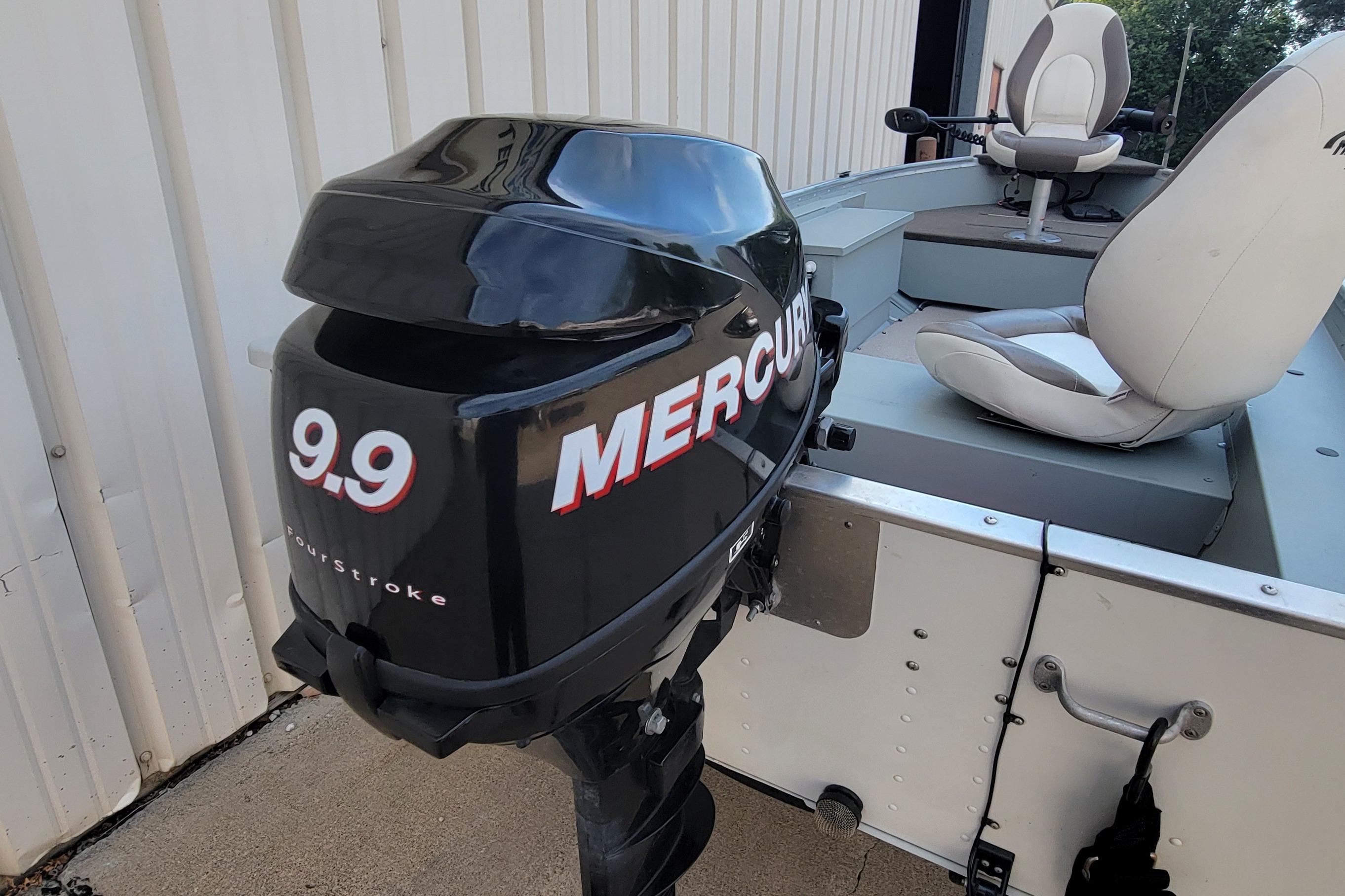 2014 MirroCraft 1400 boat with Mercury 9.9 FourStroke outboard motor.