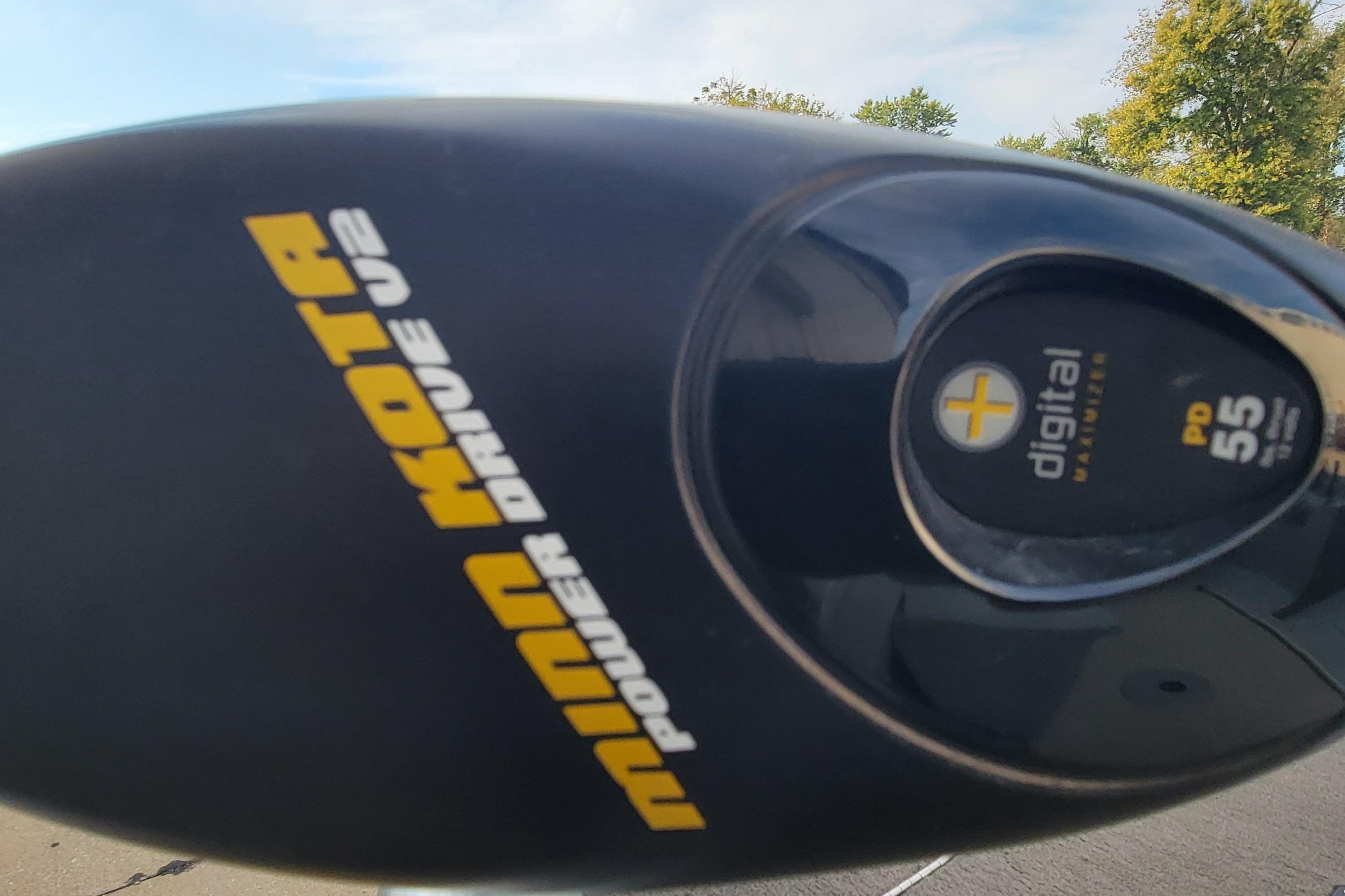 Minn Kota Power Drive V2 motor on 2014 MirroCraft 1400 boat, digital maximizer visible.