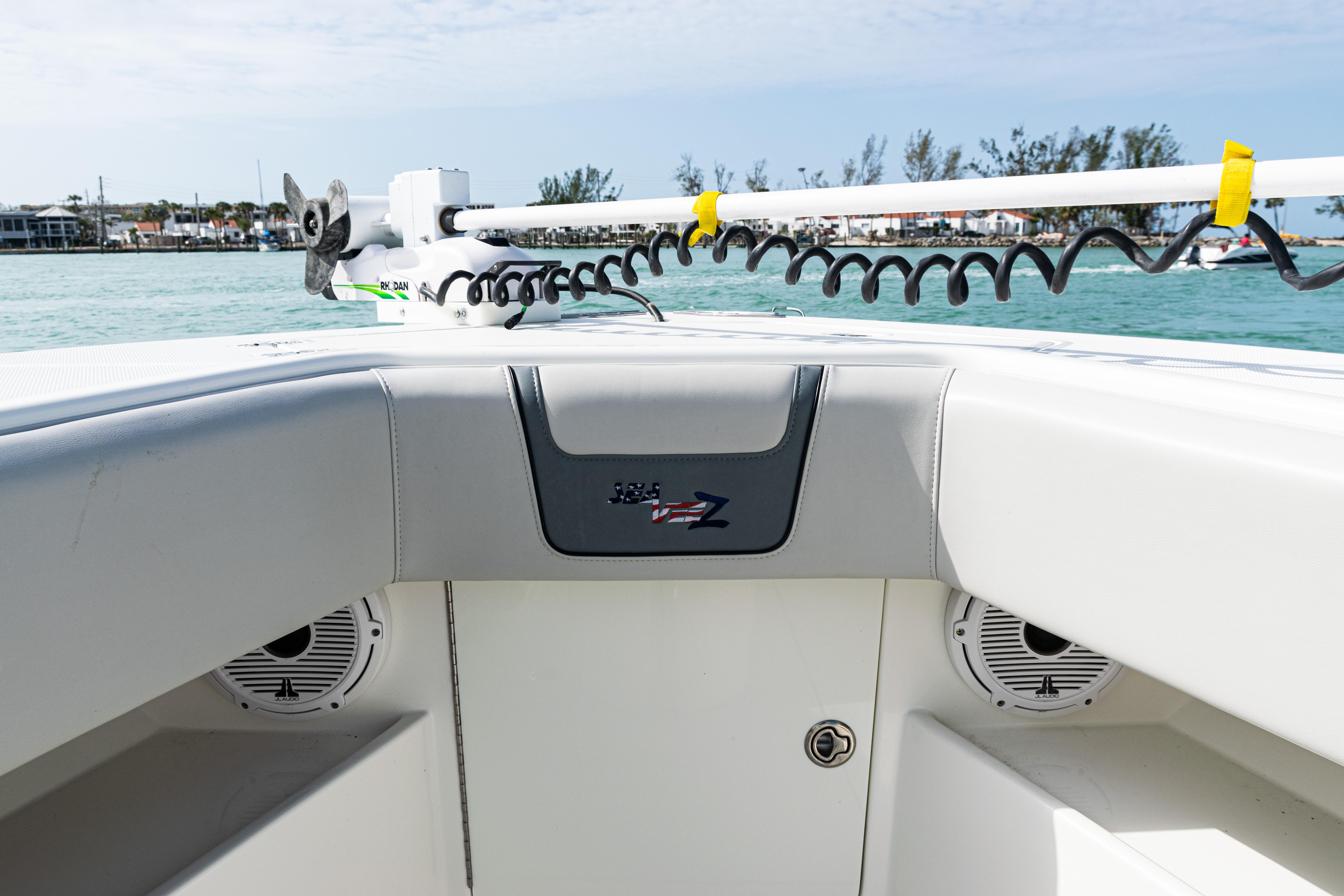 SeaVee-390Z 2015 -FL-US-2015 SeaVee 390Z boat interior with speakers and equipment, on calm water.-9741010 | Thumbnail