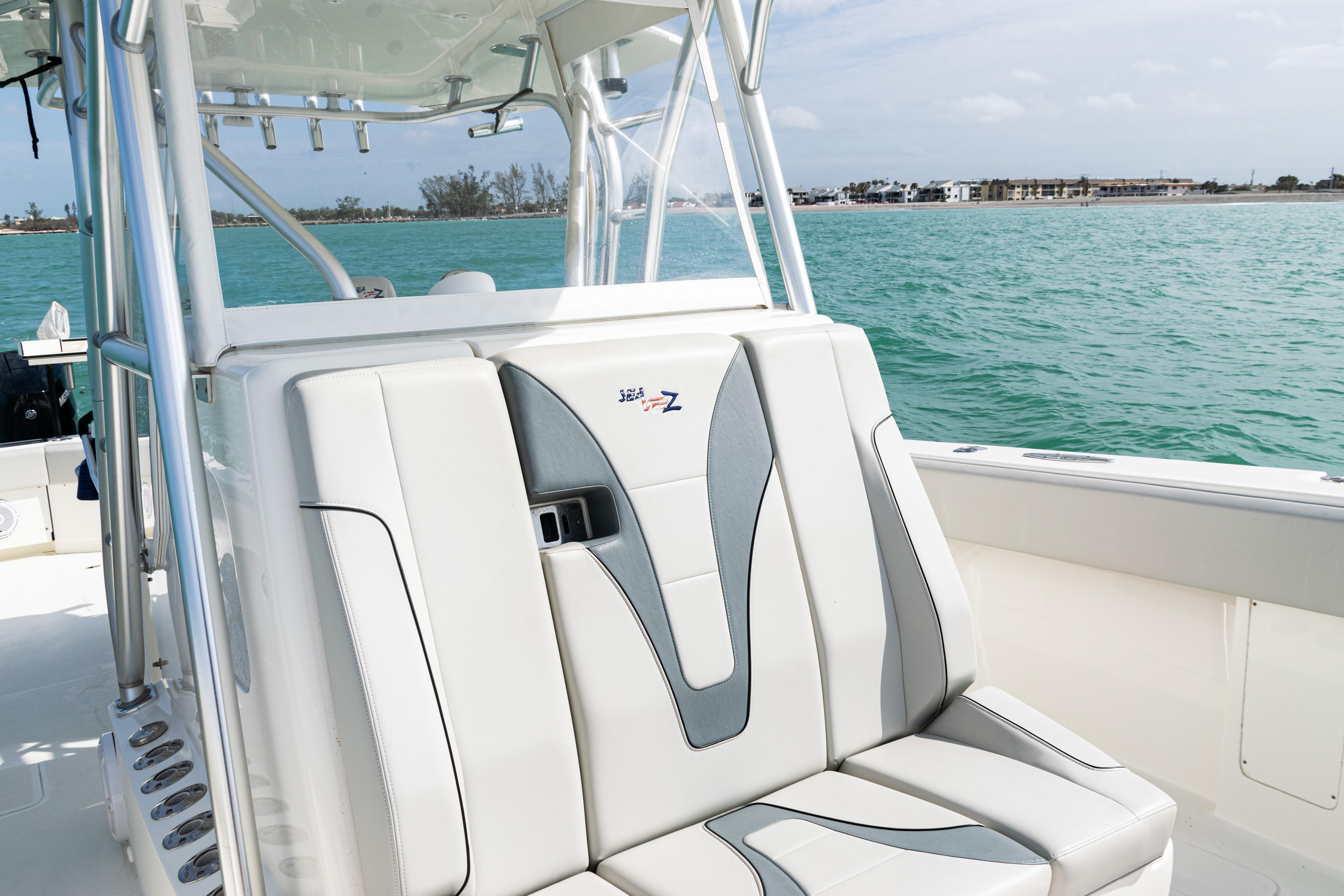 SeaVee-390Z 2015 -FL-US-2015 SeaVee 390Z boat interior with sleek seating, ocean view, and modern design.-9741010 | Thumbnail