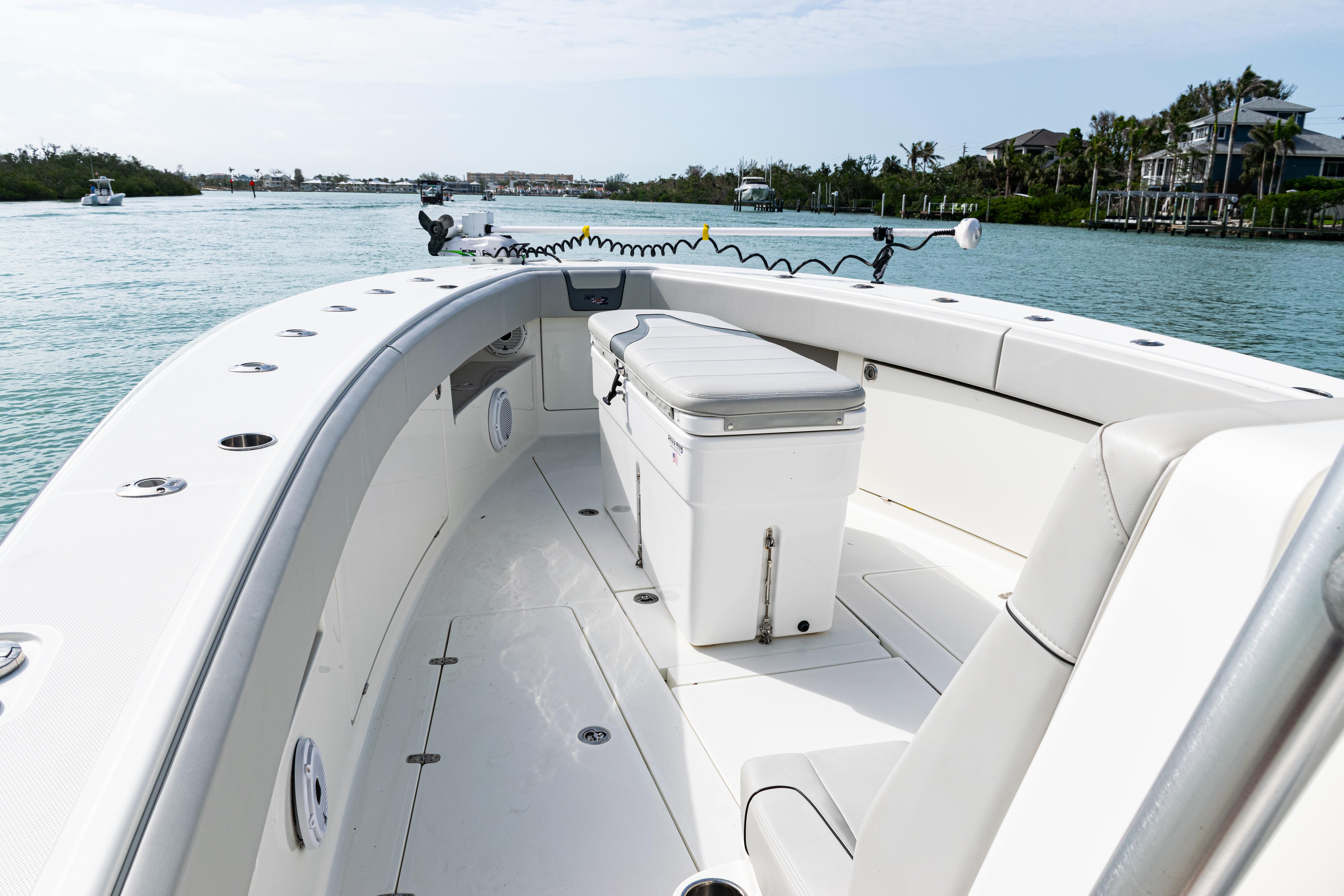SeaVee-390Z 2015 -FL-US-2015 SeaVee 390Z boat interior with seating and storage, cruising on a calm waterway.-9741010 | Thumbnail