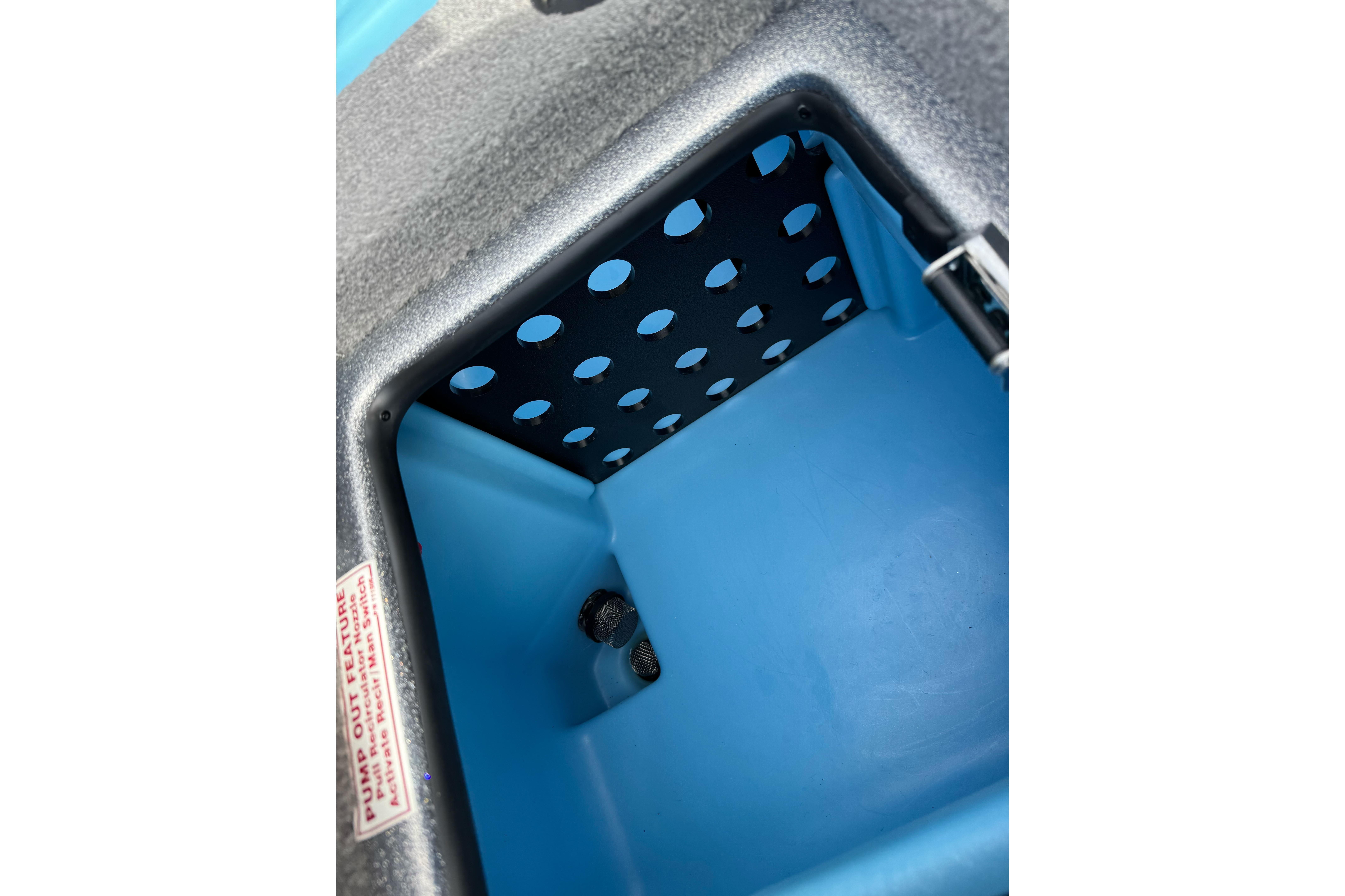 Interior view of 2026 Nitro Z19 XL boat compartment with drainage feature.