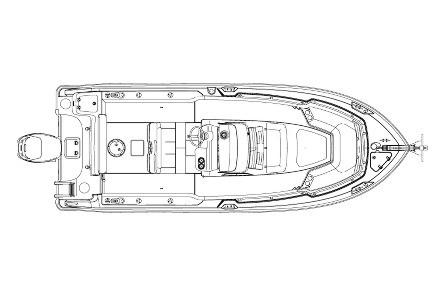 Manufacturer Provided Image: Top view schematic of 2019 Boston Whaler 230 Outrage boat.