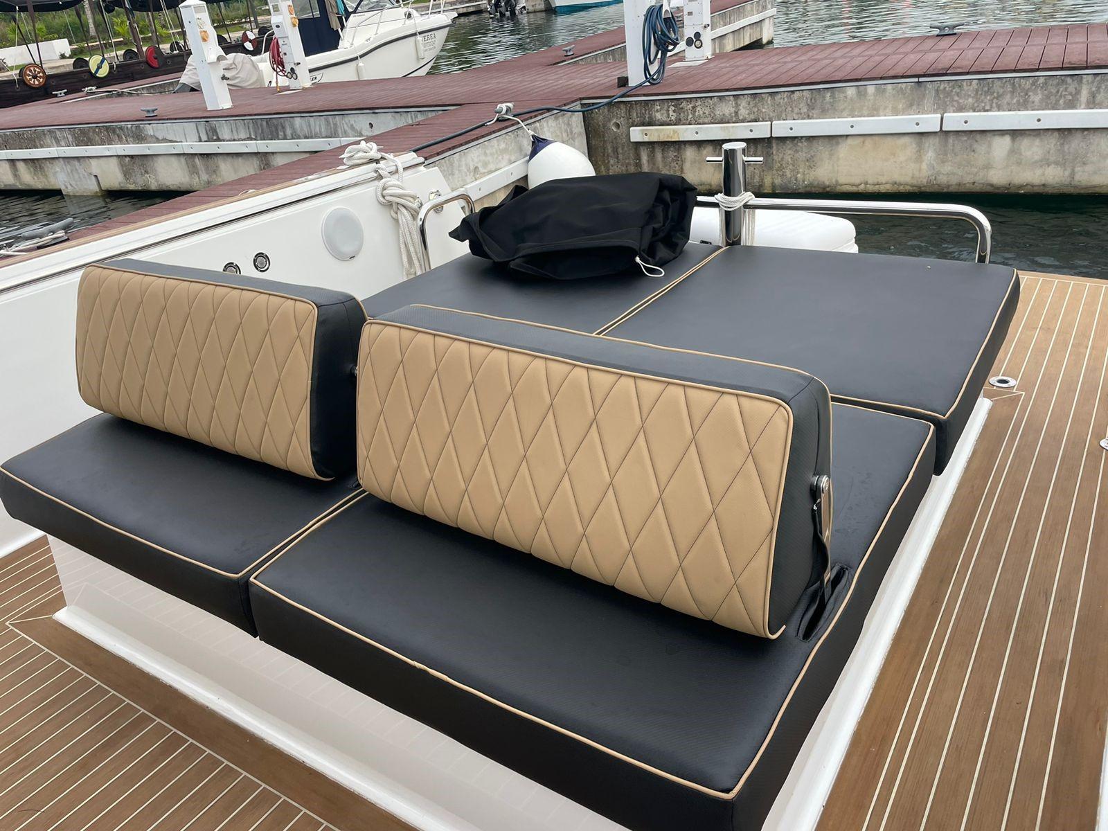 Fjord-36 Open 2018 -FL-US-Luxury seating on a 2018 Fjord 36 Open yacht at a marina.-9391029 | Thumbnail