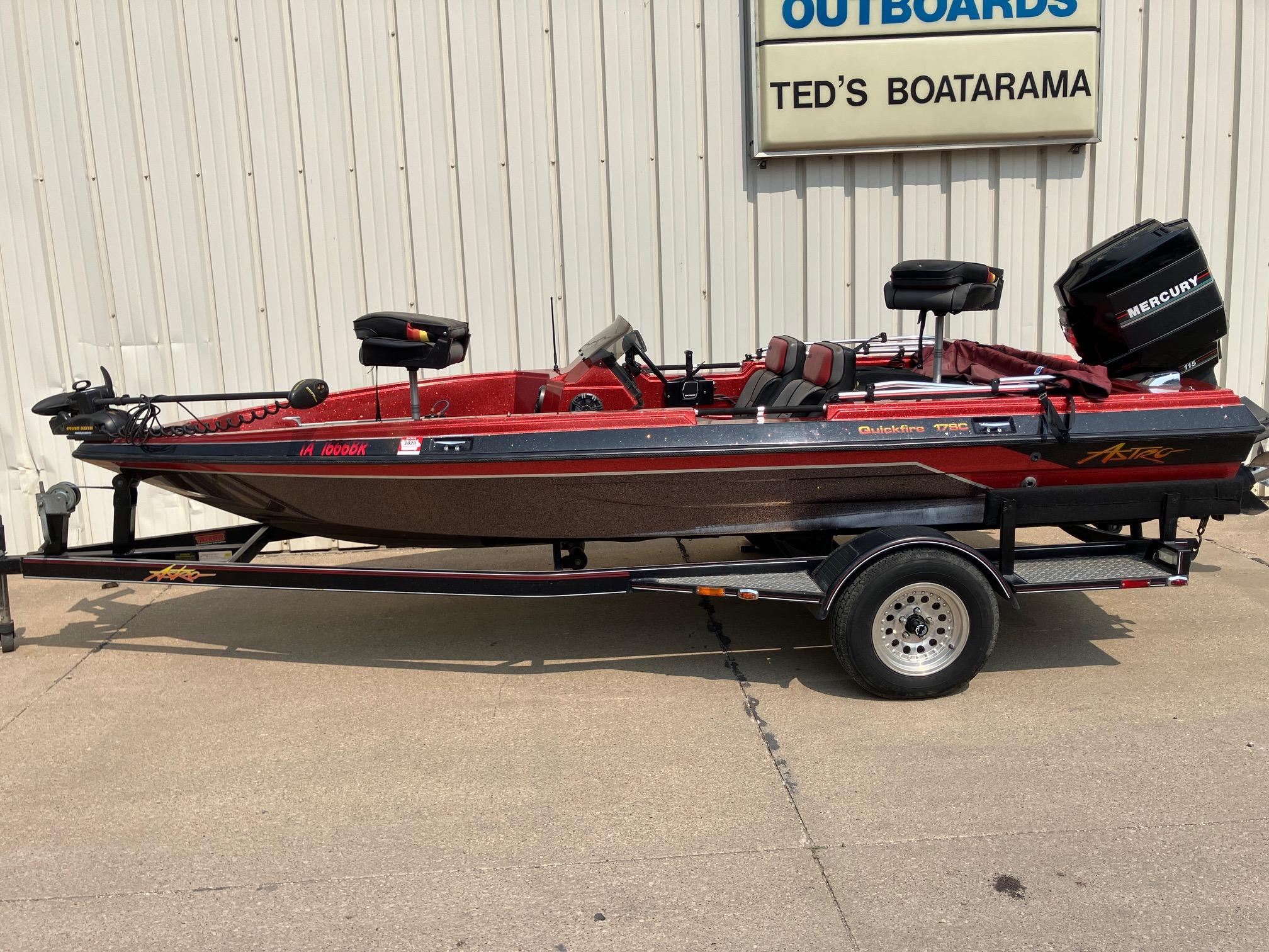 1990 Astro 17 1/2' Bass Boat with Mercury engine on trailer at Ted's Boatarama.