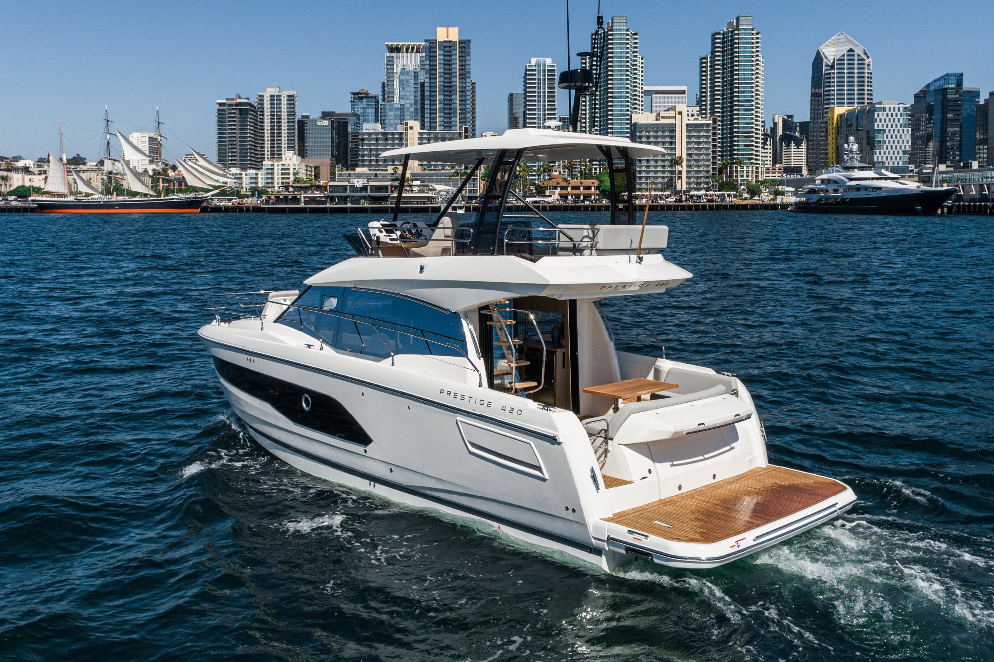 2024 Prestige 420 Fly #PR148F inventory image at Sun Country Marine Group, San Diego Harbor Island 2024 Prestige 420 Fly #PR148F inventory image at Sun Country Marine Group, San Diego Harbor Island