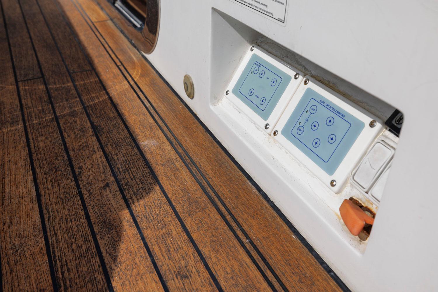 Princess-65 2003-DISMISSED CA-US-Control panel on teak deck of 2003 Princess 65 yacht.-8801006 | Thumbnail