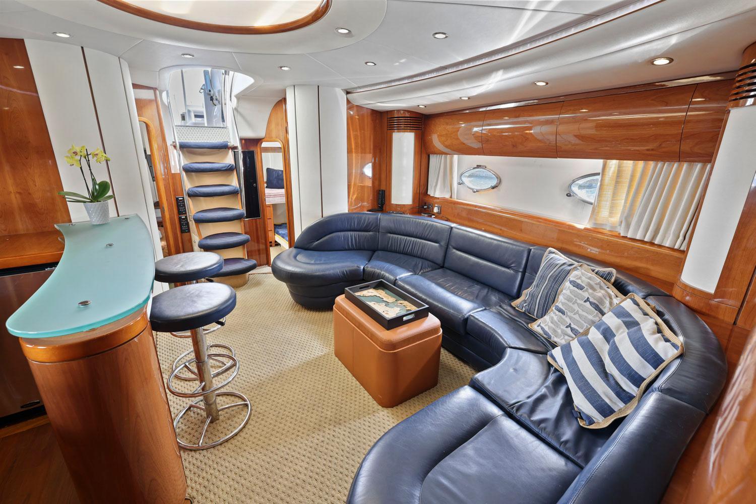 Princess-65 2003-DISMISSED CA-US-Luxurious interior of 2003 Princess 65 yacht with leather seating and modern design.-8801006 | Thumbnail