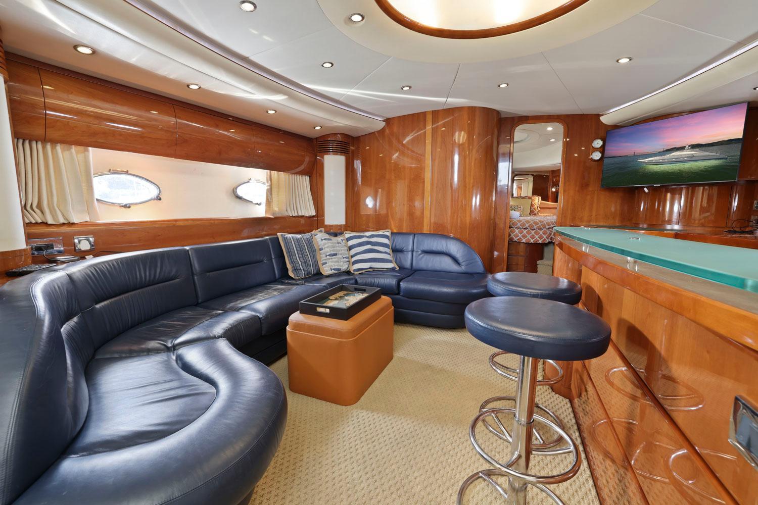 Princess-65 2003-DISMISSED CA-US-Luxurious interior of 2003 Princess 65 yacht with leather seating and modern amenities.-8801006 | Thumbnail