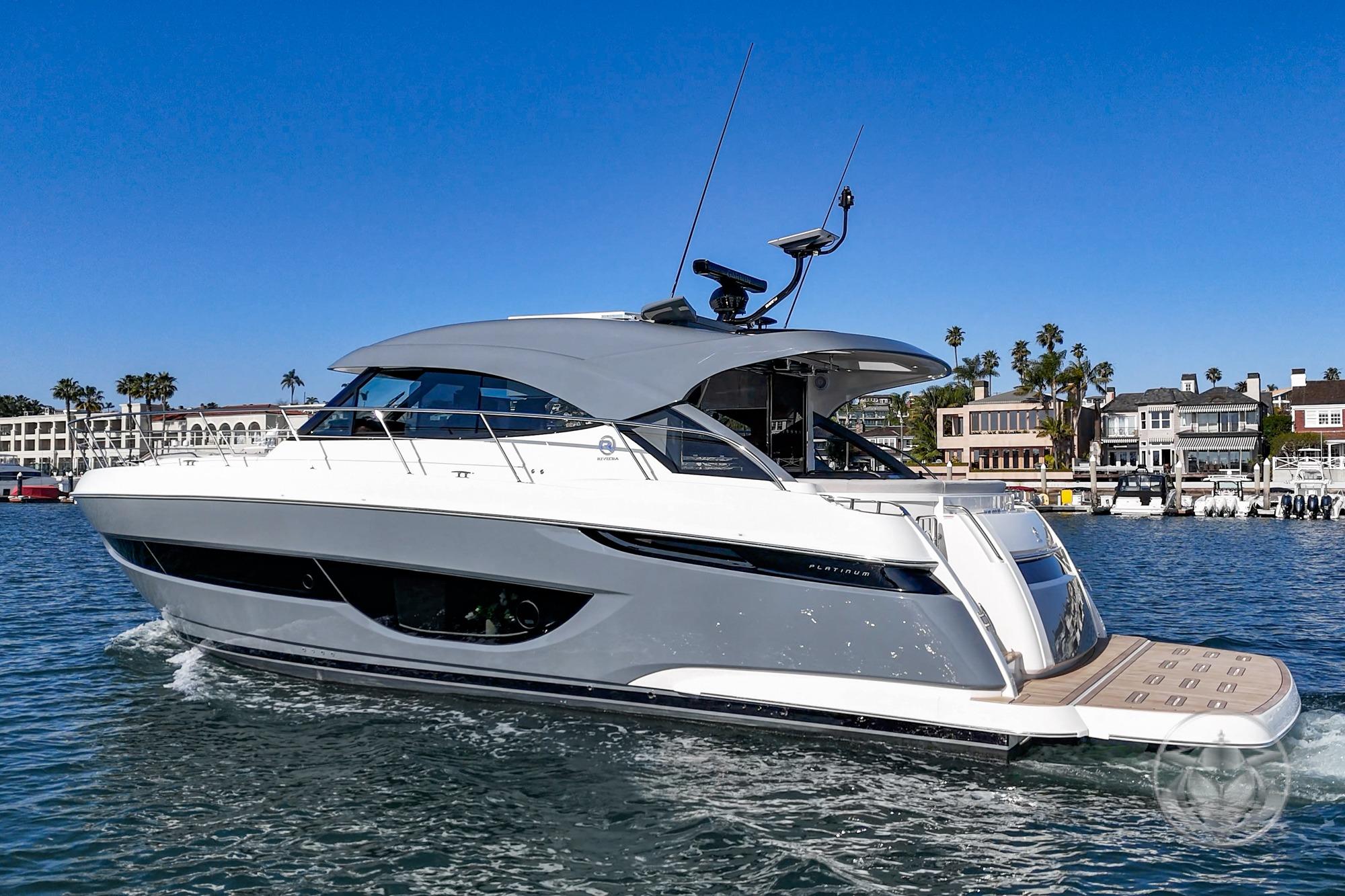 2026 Riviera 4600 Sport Yacht Platinum Edition #R082 inventory image at Sun Country Marine Group, Newport Beach