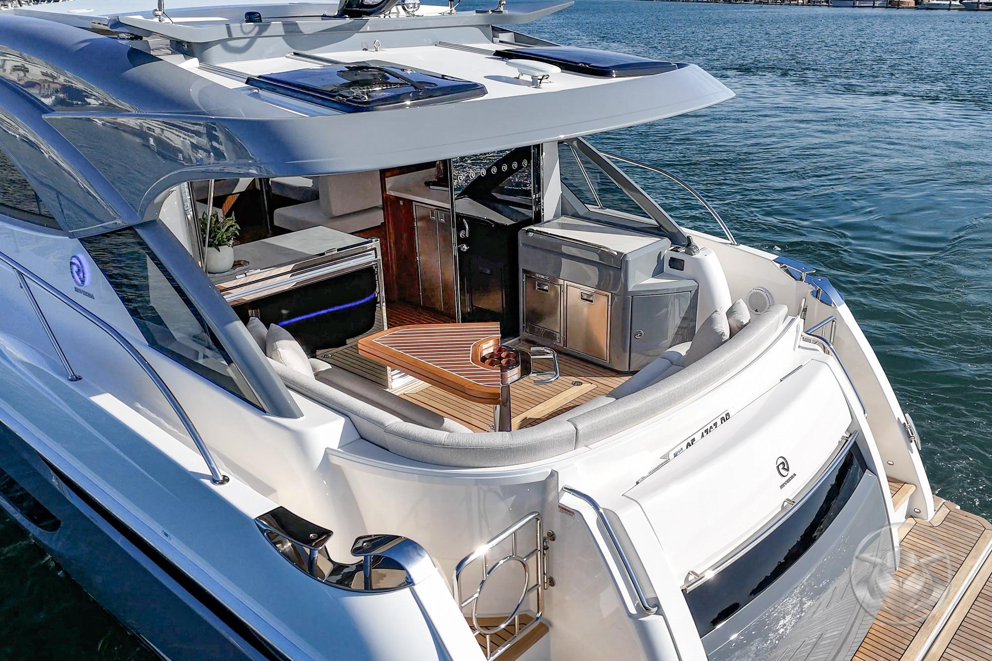 2026 Riviera 4600 Sport Yacht Platinum Edition #R082 inventory image at Sun Country Marine Group, Newport Beach