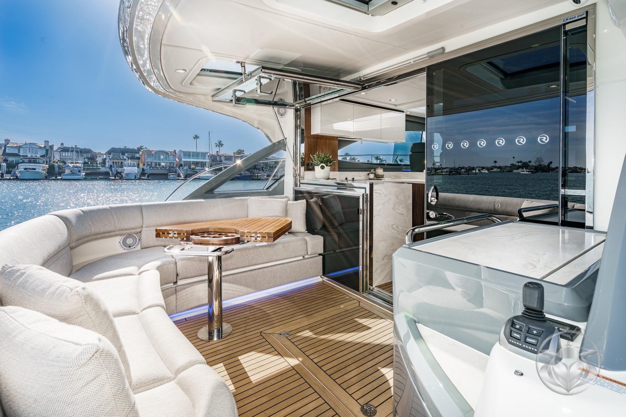 2026 Riviera 4600 Sport Yacht Platinum Edition #R082 inventory image at Sun Country Marine Group, Newport Beach