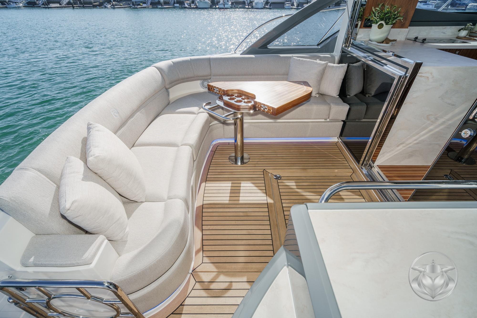 2026 Riviera 4600 Sport Yacht Platinum Edition #R082 inventory image at Sun Country Marine Group, Newport Beach