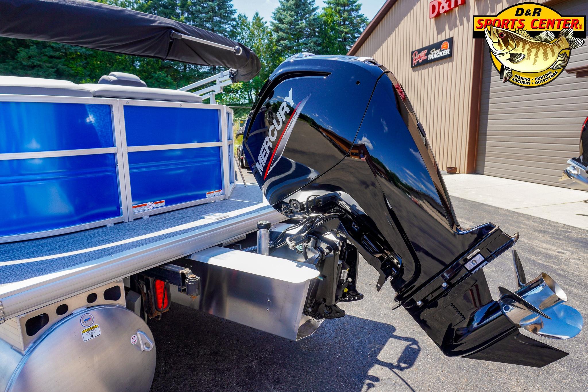 2026 Sun Tracker Party Barge 20 DLX with Mercury outboard motor at D&R Sports Center.