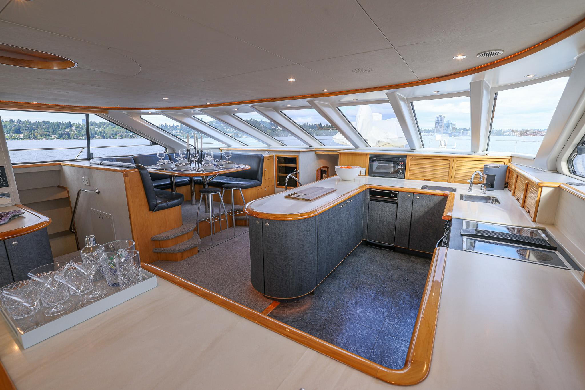 White Lightning Yacht Photos Pics Galley and Dining Area