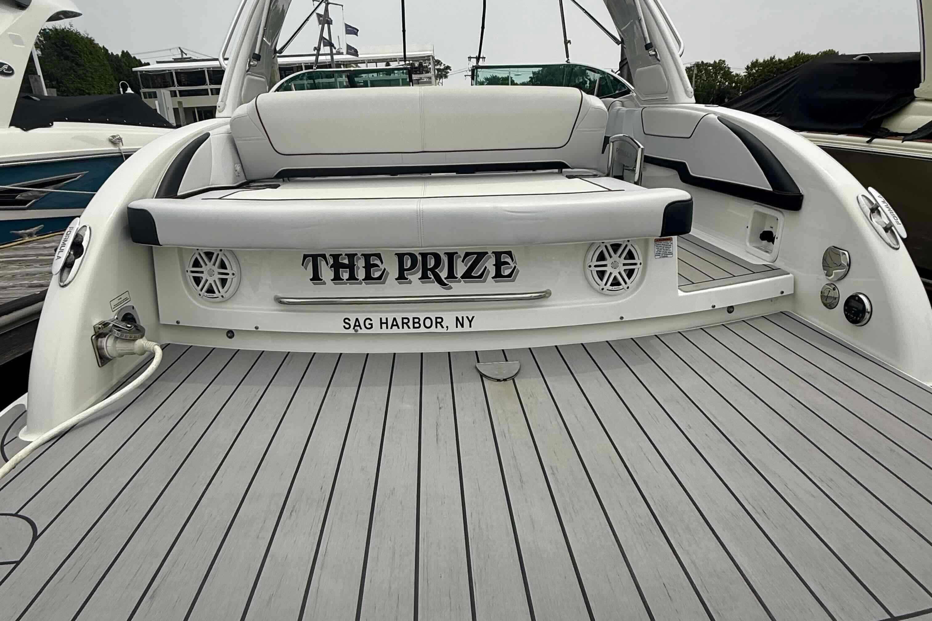 2020 Formula 290 Bowrider boat named u0022The Prizeu0022 docked in Sag Harbor, NY.