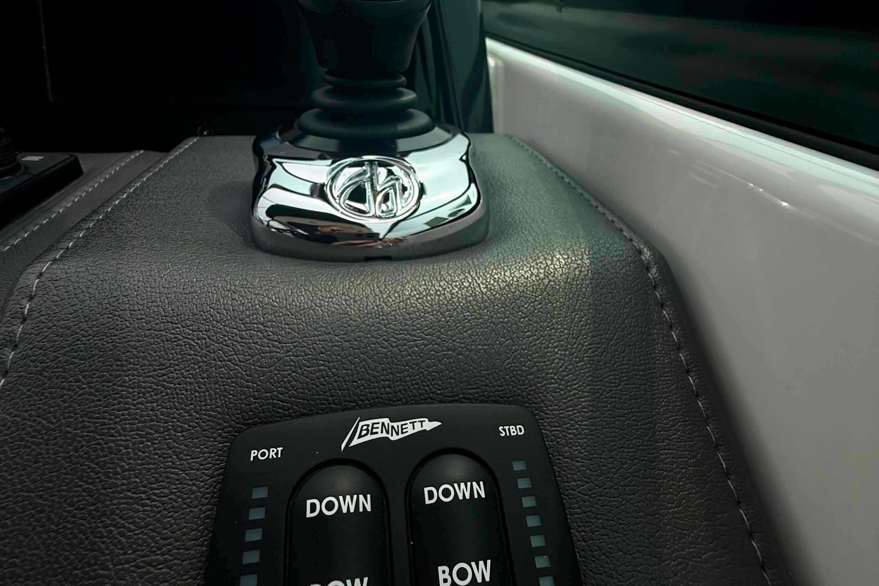 Control panel of 2020 Formula 290 Bowrider boat with Bennett trim tab switches.