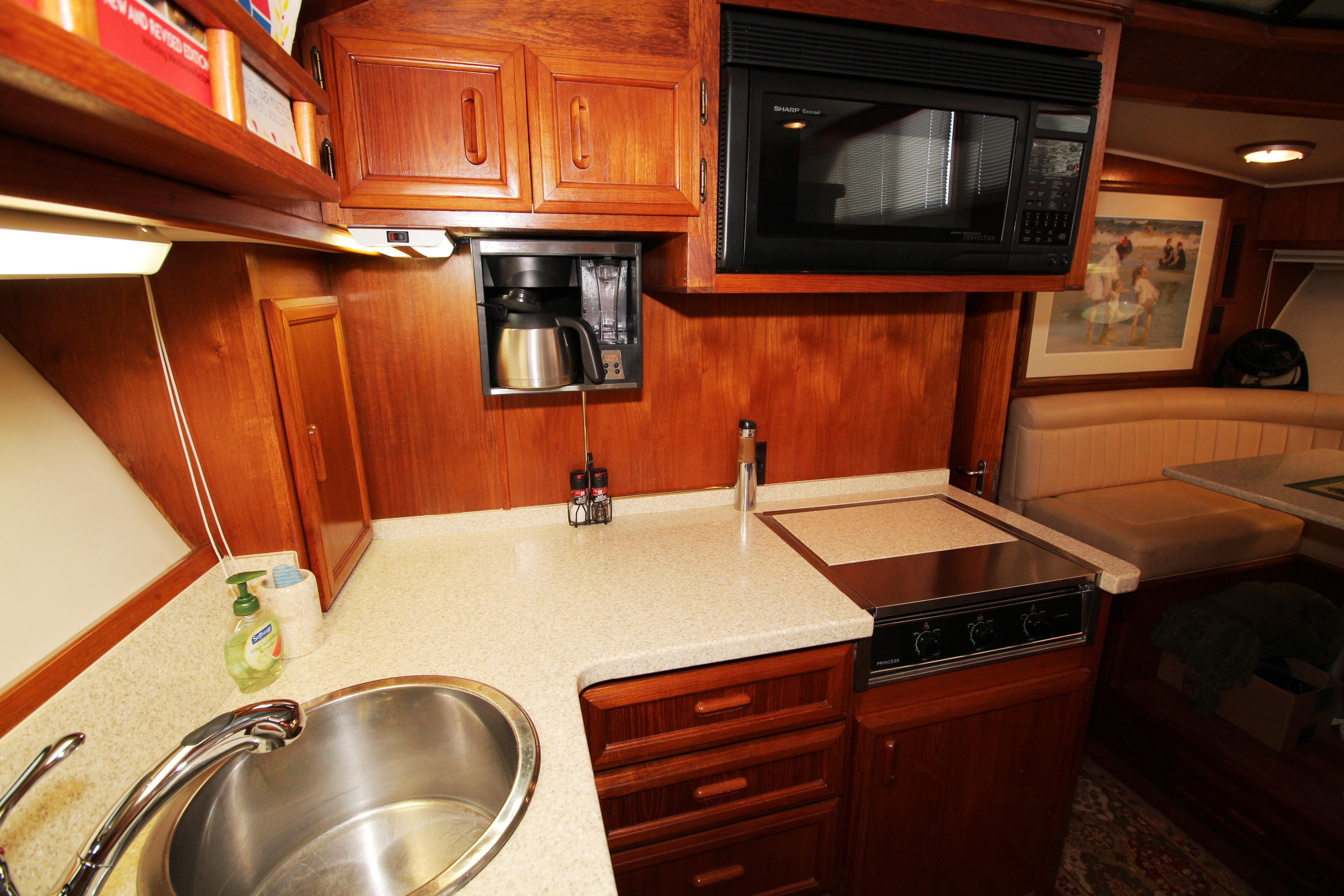 Galley with updated appliances.