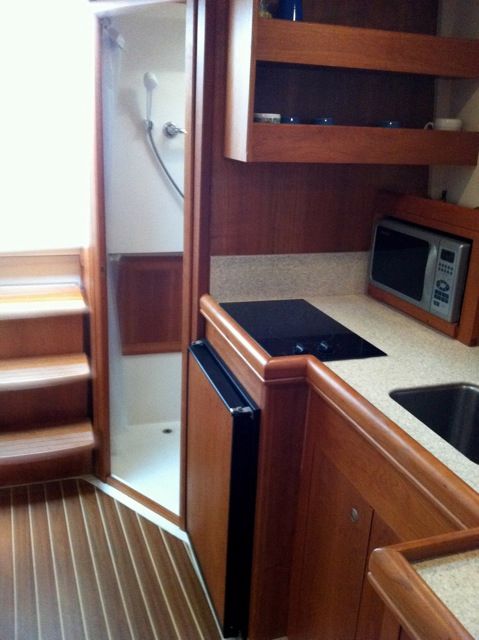 Main cabin looking aft, port