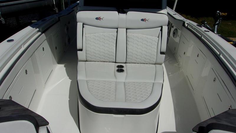 Crevalle-33 CSF Offshore Fishing 2022 -FL-US-2022 Crevalle 33 CSF Offshore Fishing boat interior with cushioned seating.-9541276 | Thumbnail