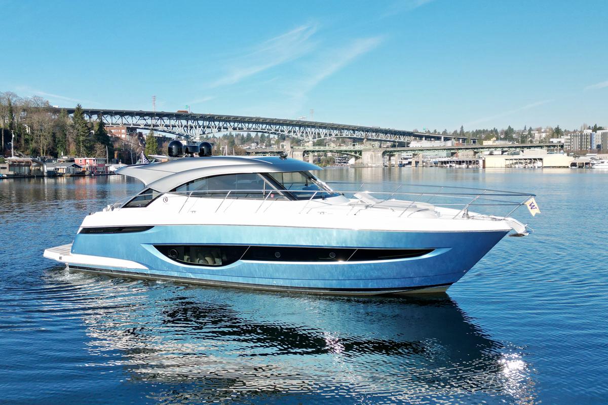 2023 Riviera 4600 Sport Yacht Platinum Edition #TBBA46003LLC inventory image at Sun Country Yachts, South Lake Union (Seattle) 2023 Riviera 4600 Sport Yacht Platinum Edition #TBBA46003LLC inventory image at Sun Country Yachts, South Lake Union (Seattle)