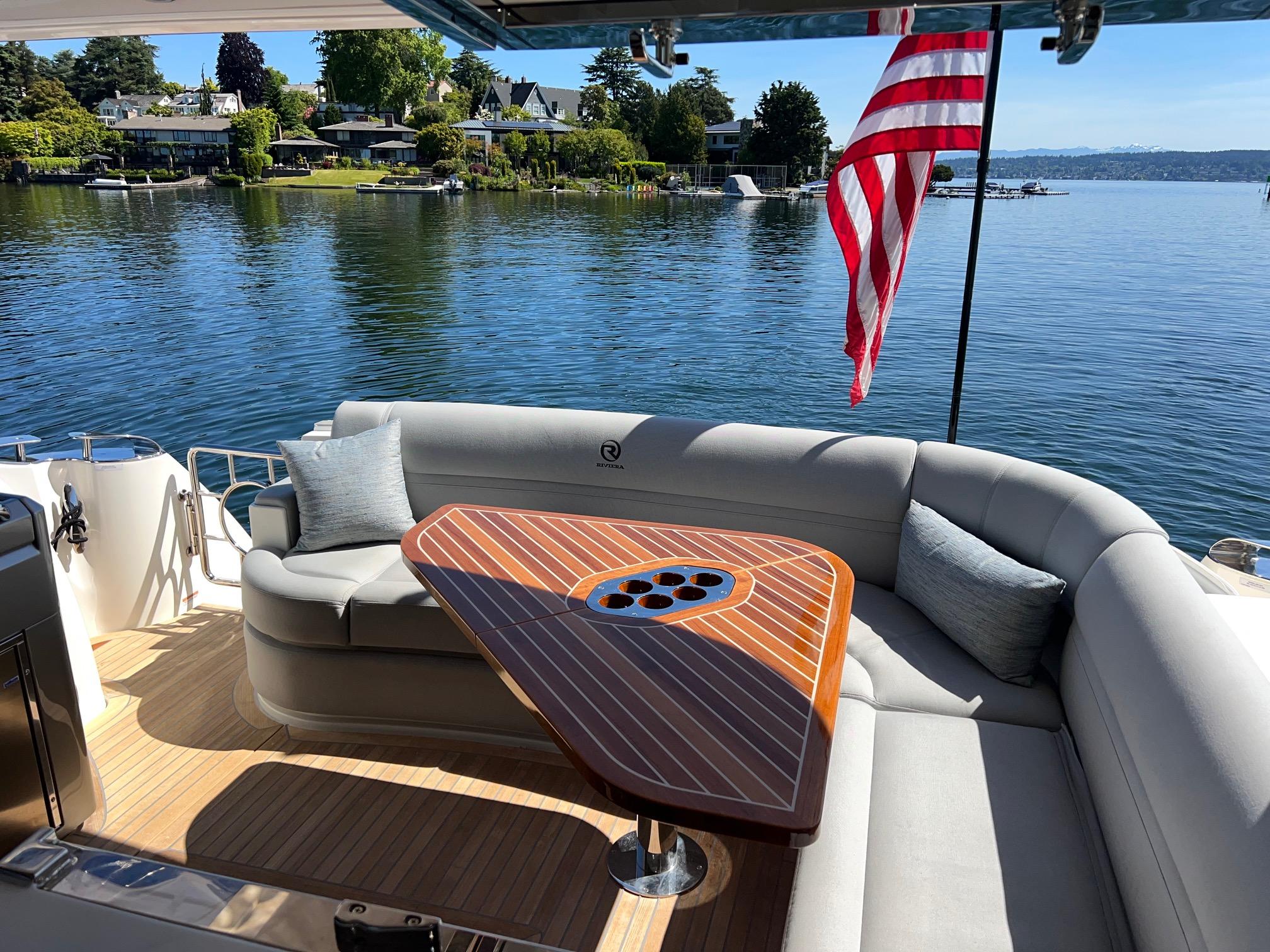 2023 Riviera 4600 Sport Yacht Platinum Edition #TBBA46003LLC inventory image at Sun Country Yachts, South Lake Union (Seattle) 2023 Riviera 4600 Sport Yacht Platinum Edition #TBBA46003LLC inventory image at Sun Country Yachts, South Lake Union (Seattle)