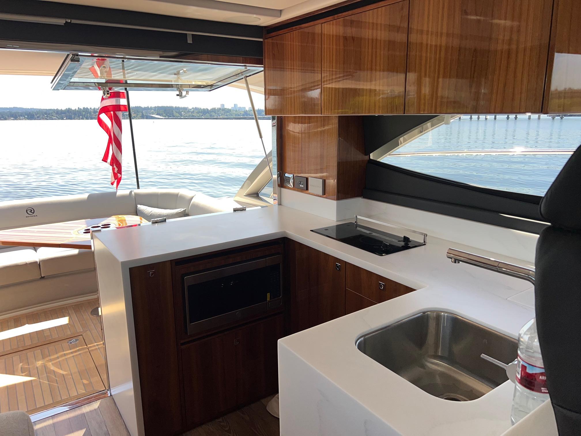 2023 Riviera 4600 Sport Yacht Platinum Edition #TBBA46003LLC inventory image at Sun Country Yachts, South Lake Union (Seattle) 2023 Riviera 4600 Sport Yacht Platinum Edition #TBBA46003LLC inventory image at Sun Country Yachts, South Lake Union (Seattle)