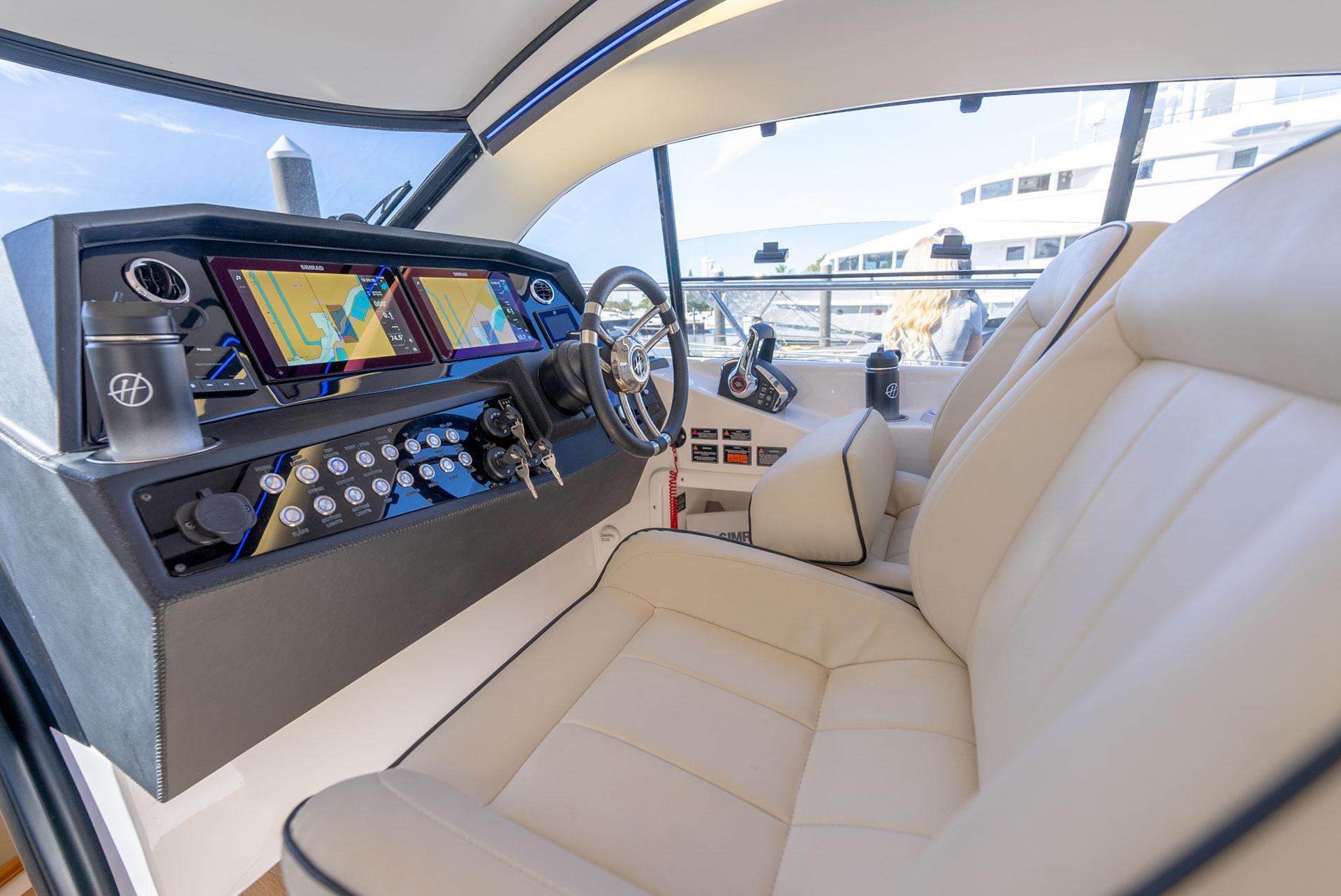 Hanover-415 2024-Music FL-US-2024 Hanover 415 yacht cockpit with modern controls and luxurious seating.-9751409 | Thumbnail