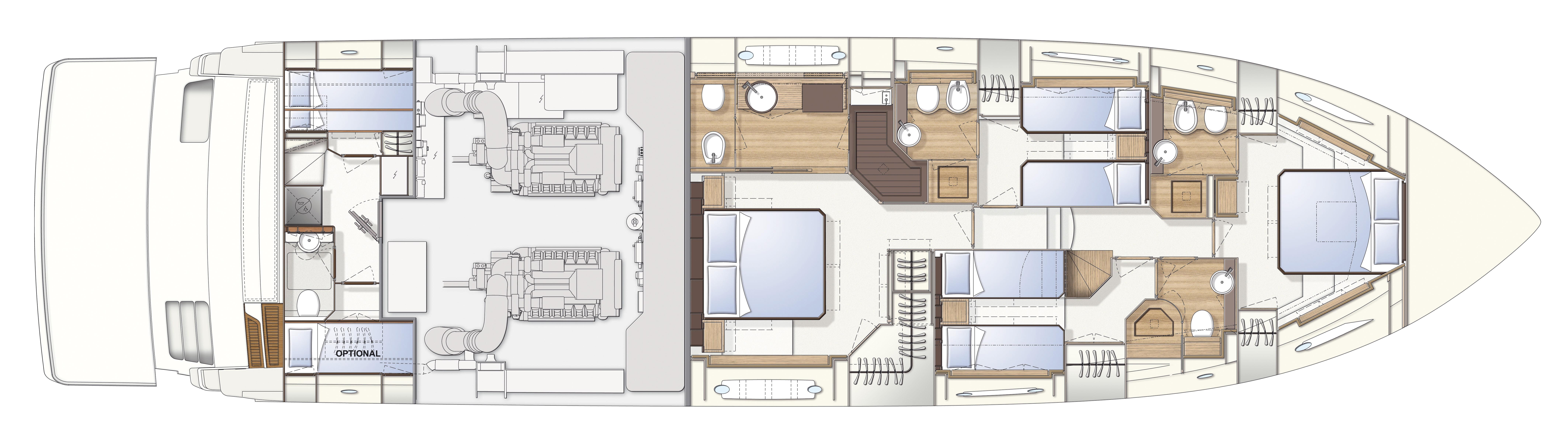 Manufacturer Provided Image: Ferretti 750 Lower Deck Layout Plan