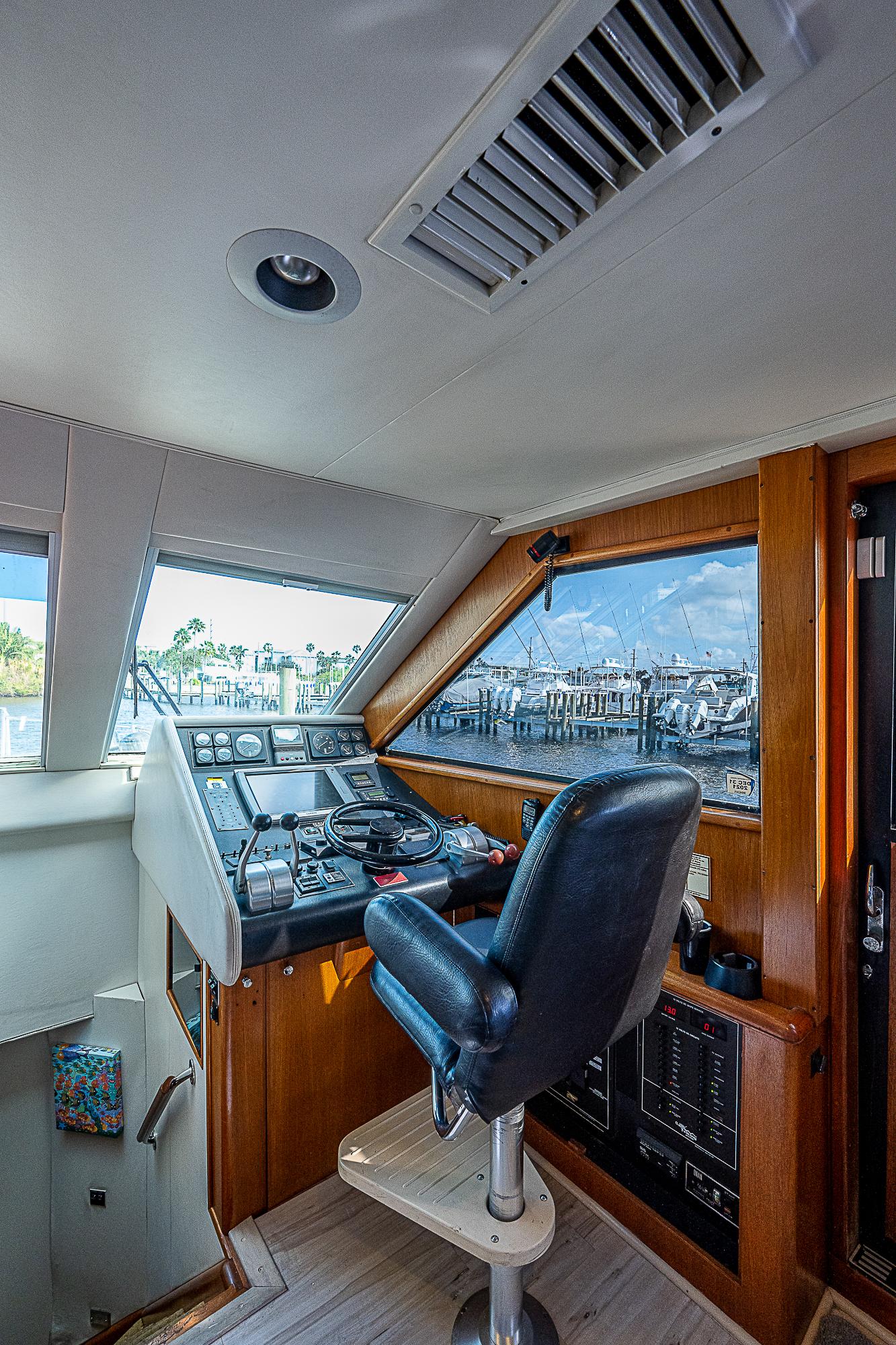Viking 50 Cockpit Motor Yacht Freedom-Lower Helm Station, Electronics and Helm Seat