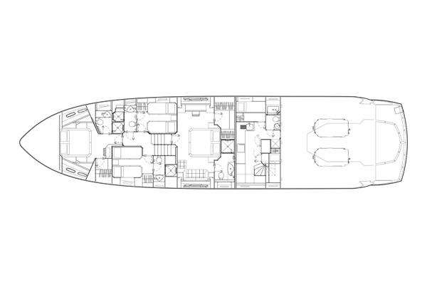 P'ocean Yacht Photos Pics Manufacturer Provided Image: Lower Deck Layout