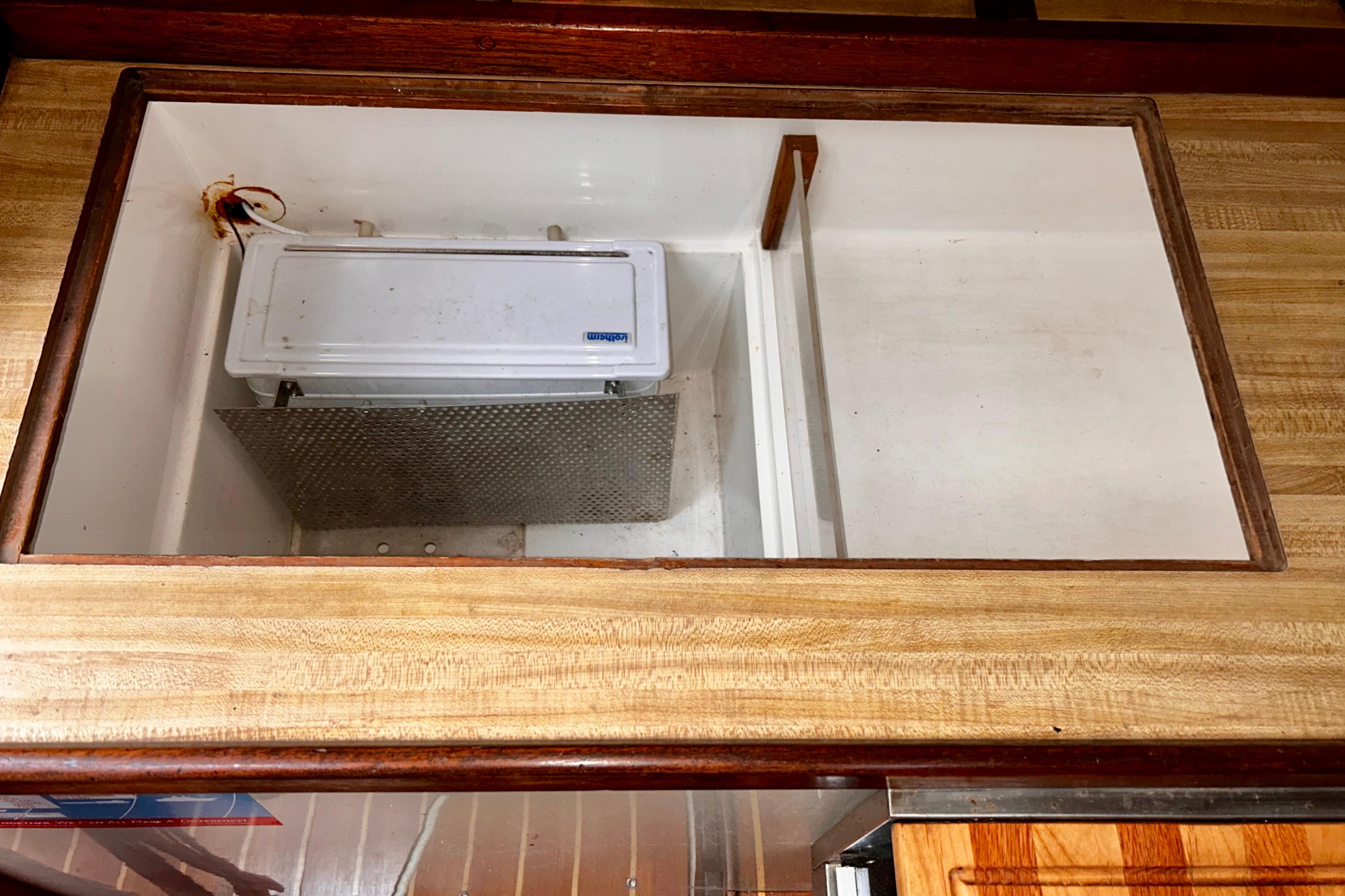 Galley Refridgerator/ Freezer compartment w/lid off.