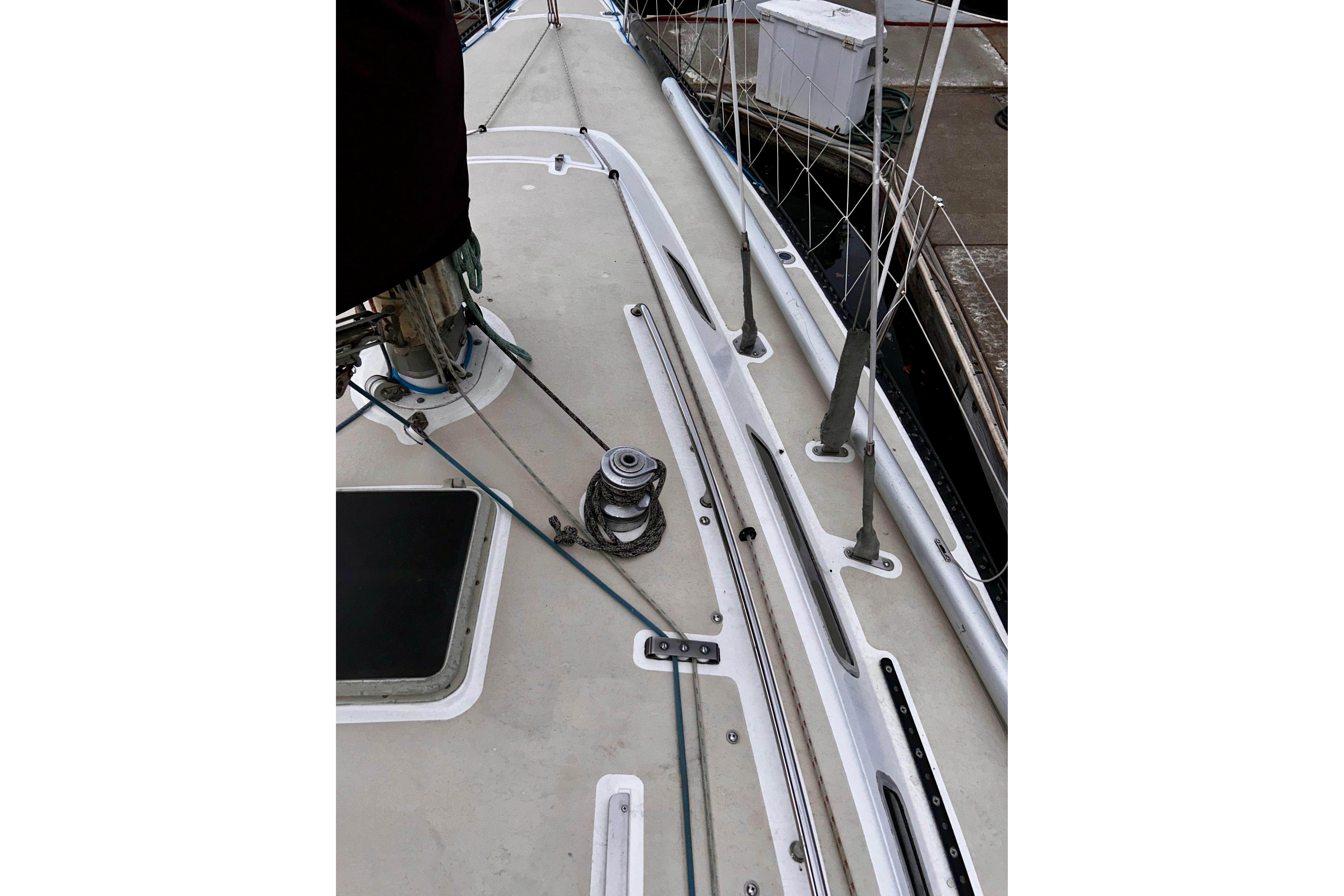 Deck view Starboard mast base with ST Main Halyard winch.