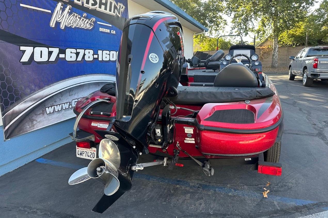 2024 Nitro Z17 boat with powerful outboard motor, parked at dealership.