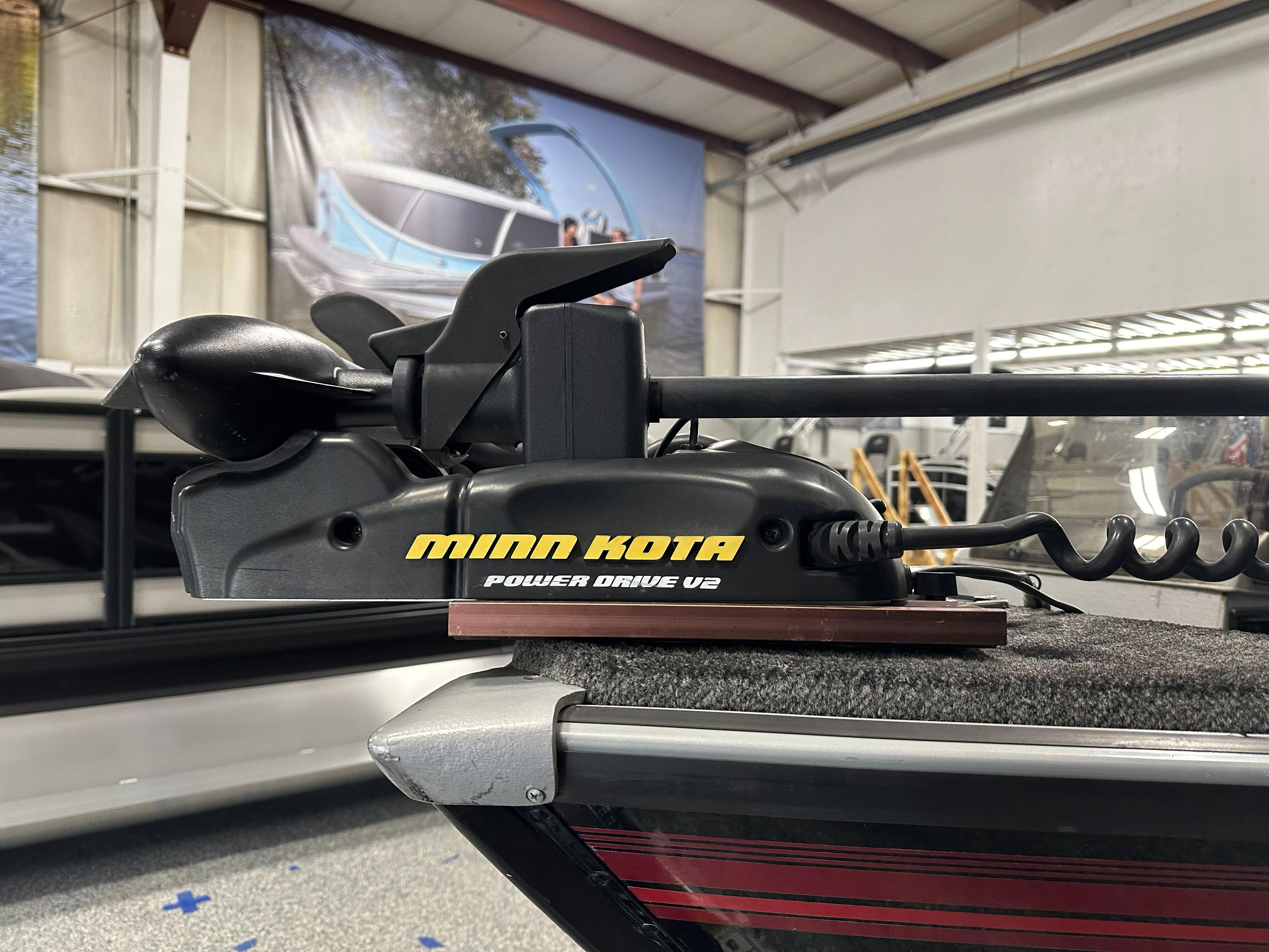 Minn Kota Power Drive V2 motor on 1995 Lund 1650 DLX boat in showroom.
