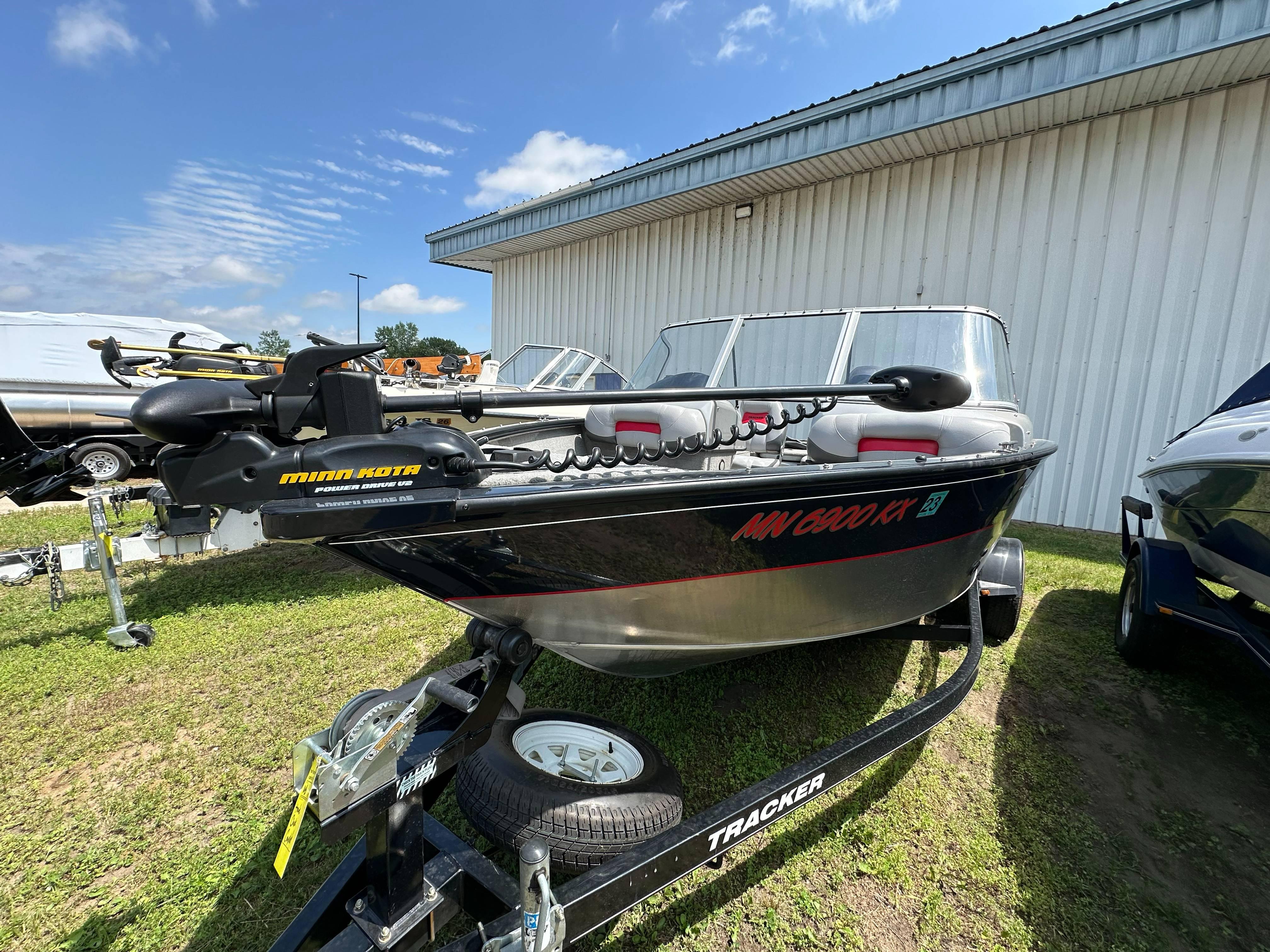 2013 Tracker Pro Guide V-175 WT boat on trailer, equipped with Minn Kota motor.