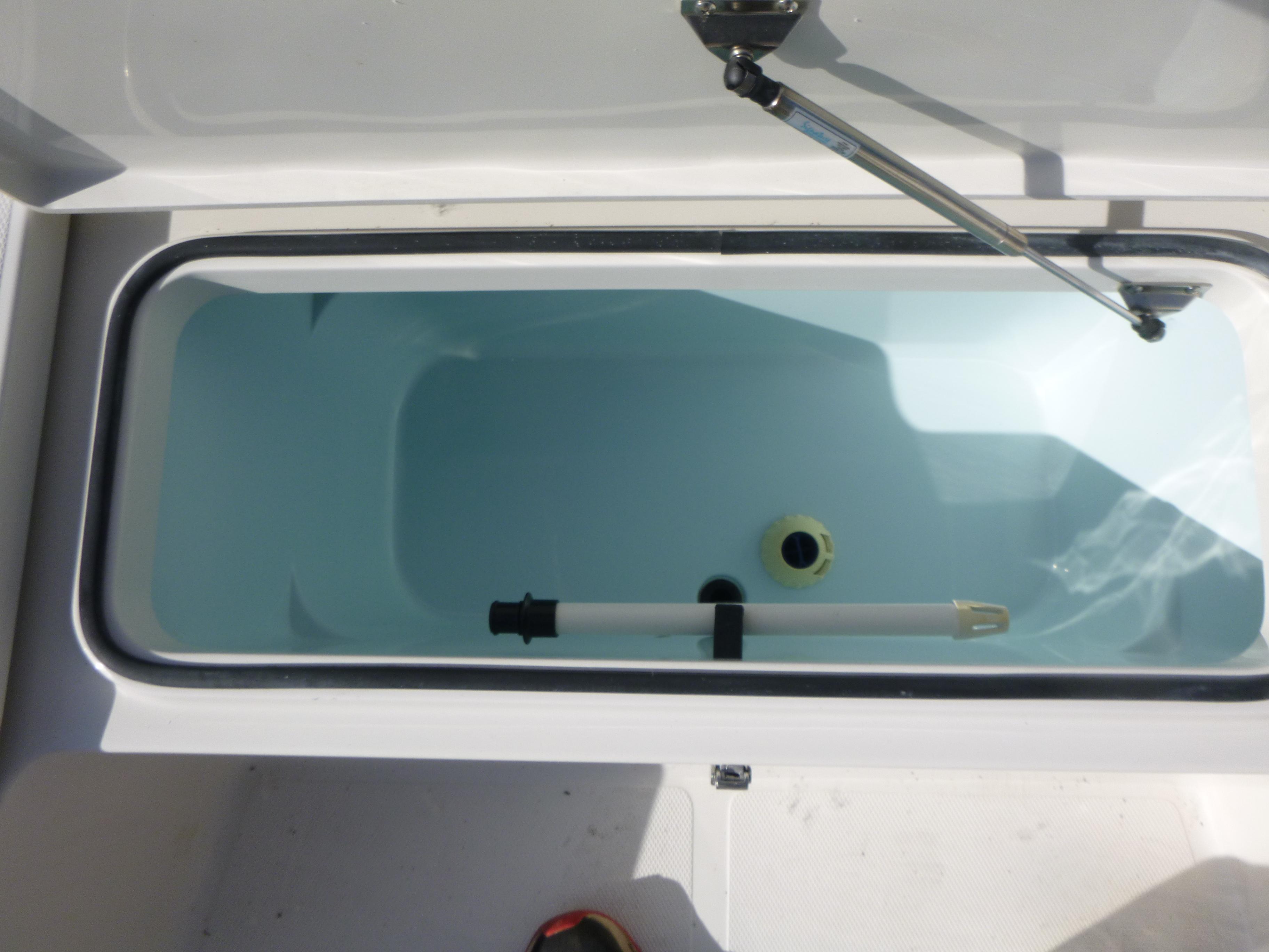 Livewell compartment in 2024 Ranger 2360 Bay Ranger boat.