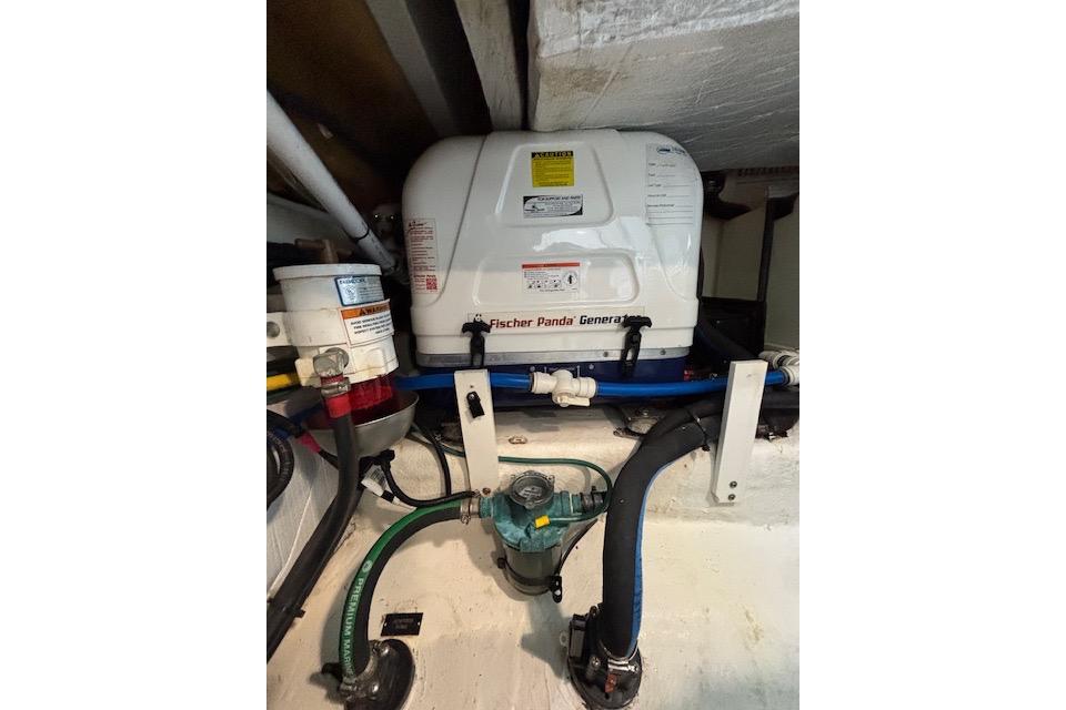 Fischer Panda generator in 2018 Back Cove 30 boat engine room.
